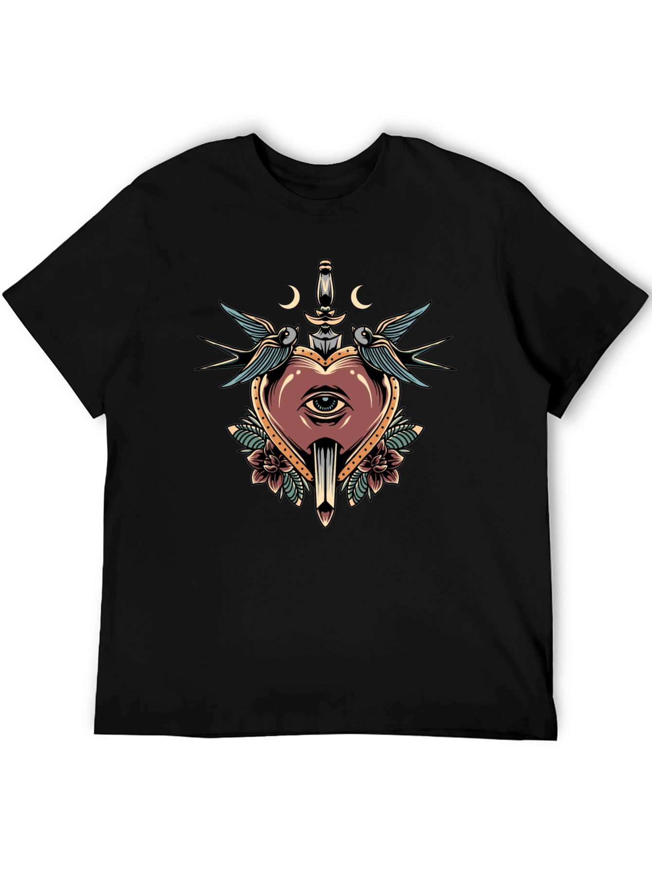 Heart Dagger Tattoo Graphic T-Shirt
