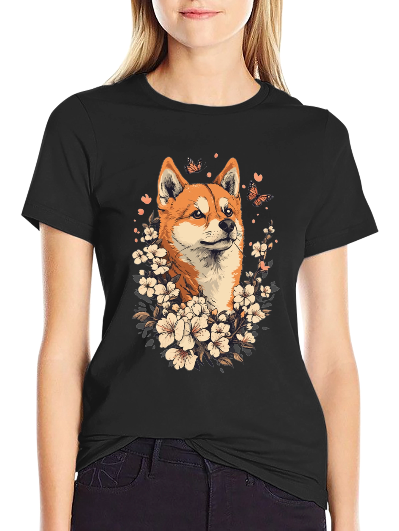 Shiba Inu Floral T-Shirt - Mens Graphic Tee
