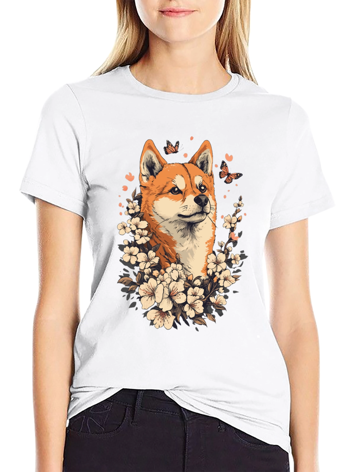 Shiba Inu Floral T-Shirt - Mens Graphic Tee