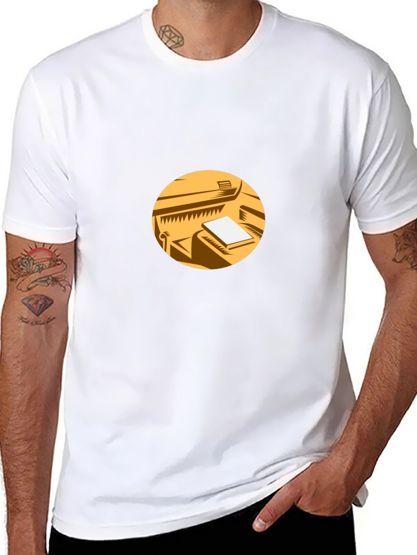 Retro Piano Graphic Tee - Black