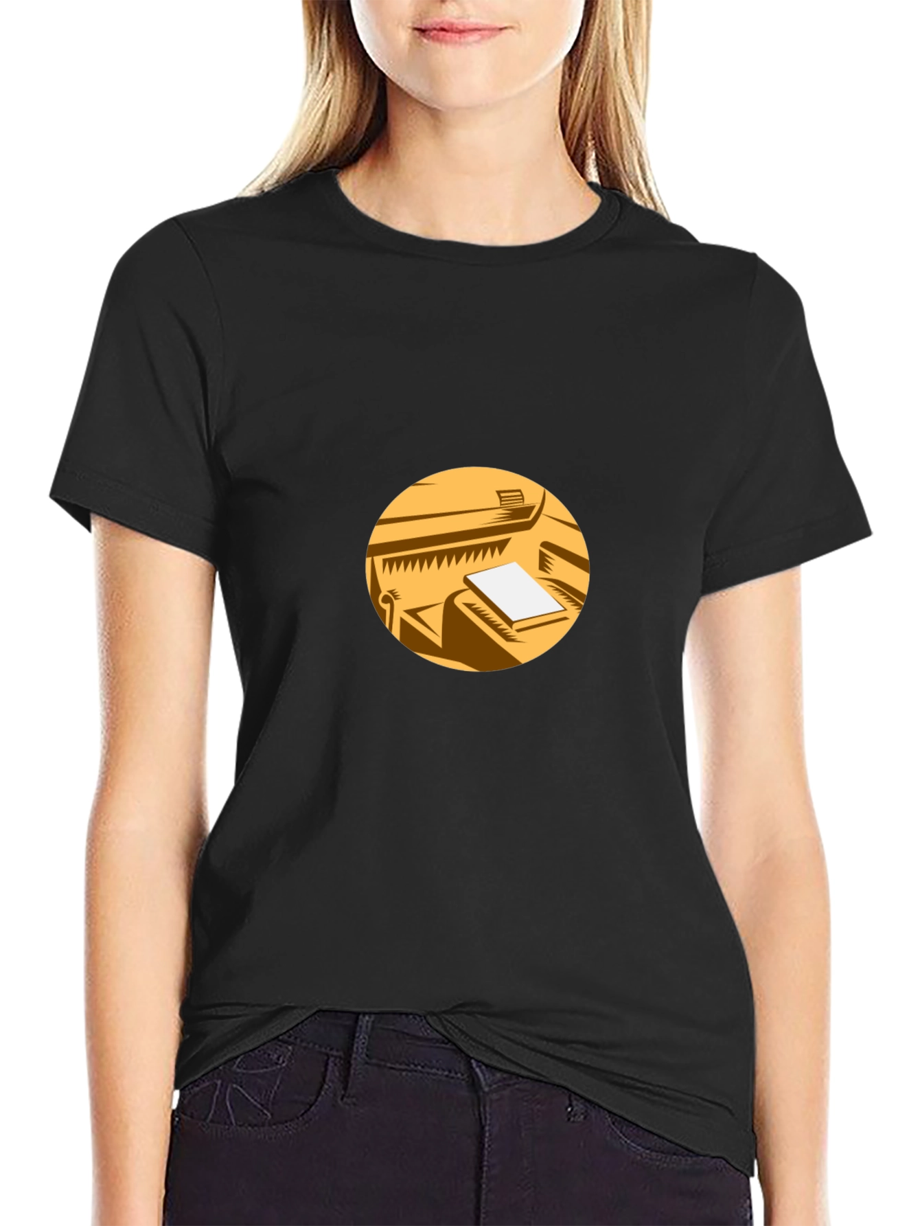 Retro Piano Graphic Tee - Black