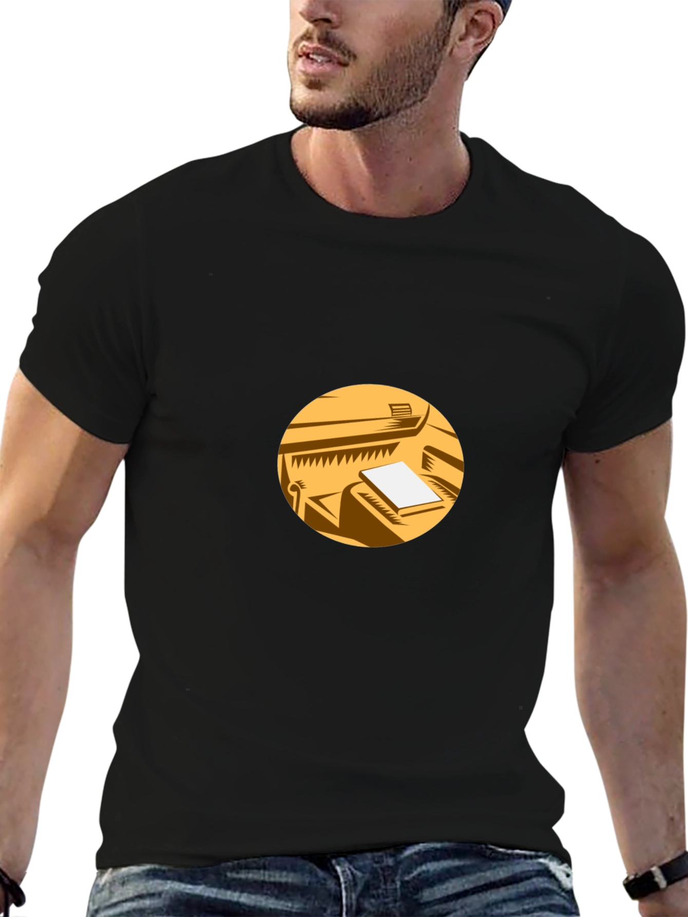 Retro Piano Graphic Tee - Black