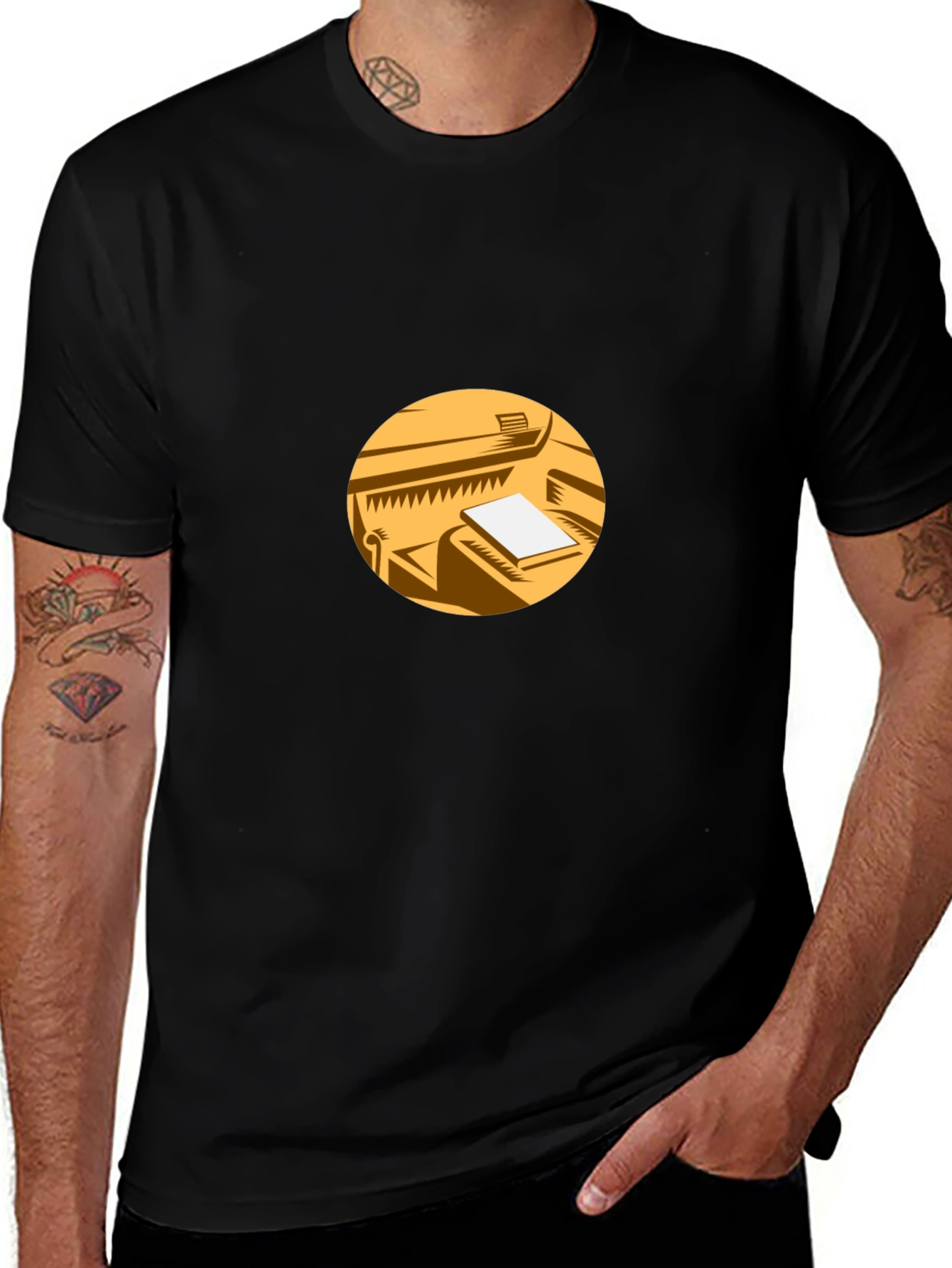 Retro Piano Graphic Tee - Black
