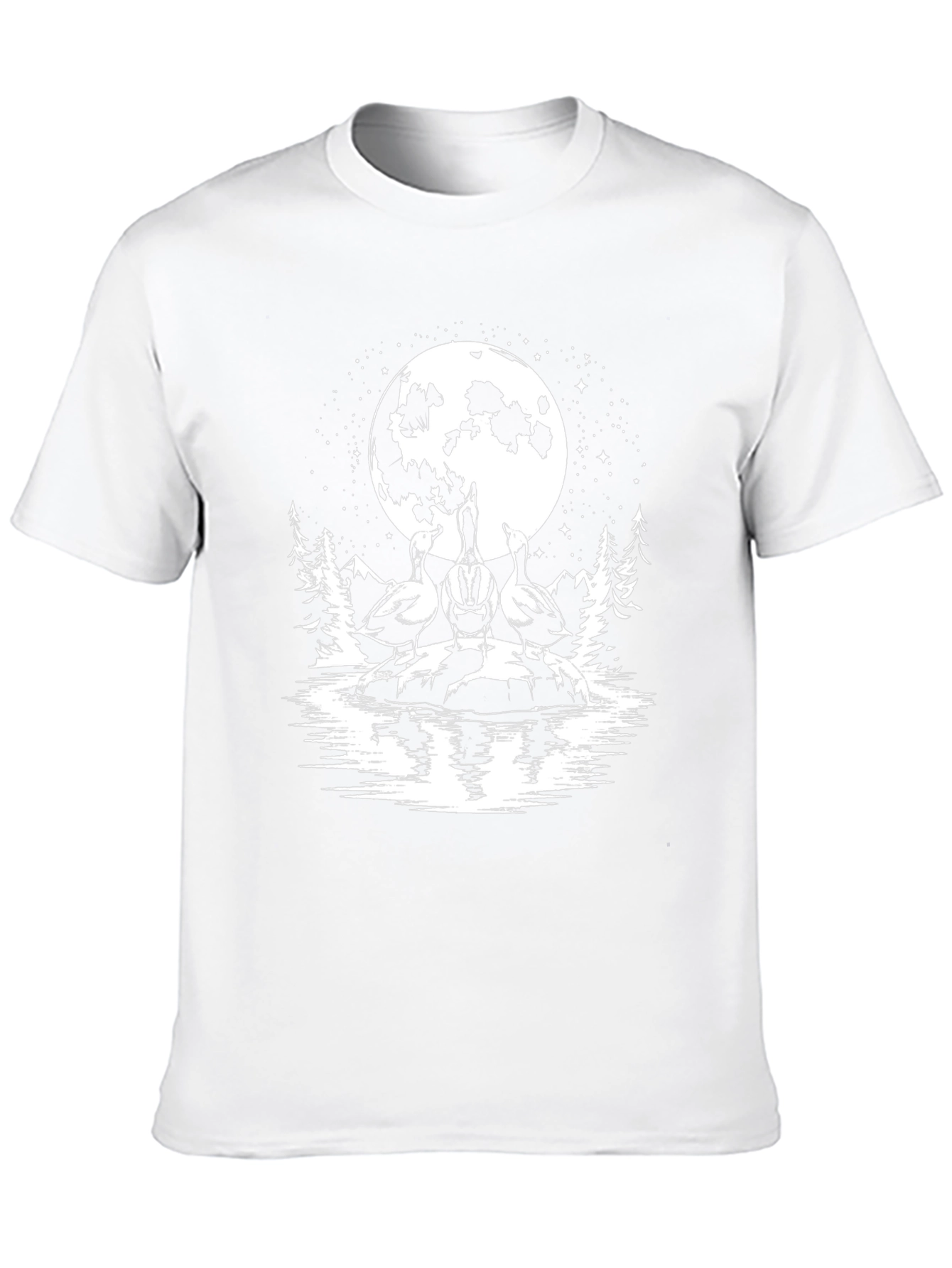 Geese Howling at Moon Black T-Shirt