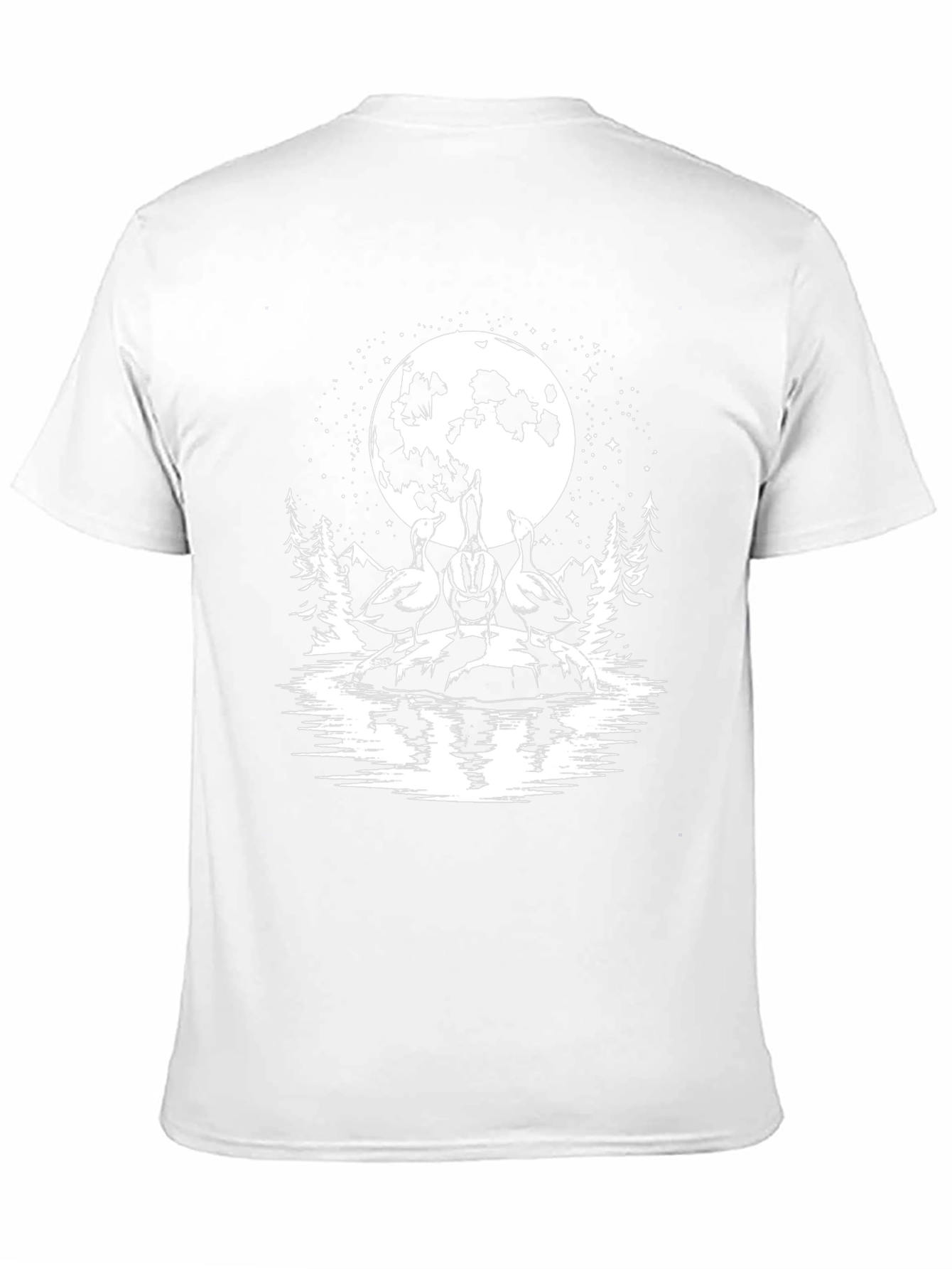 Geese Howling at Moon Black T-Shirt