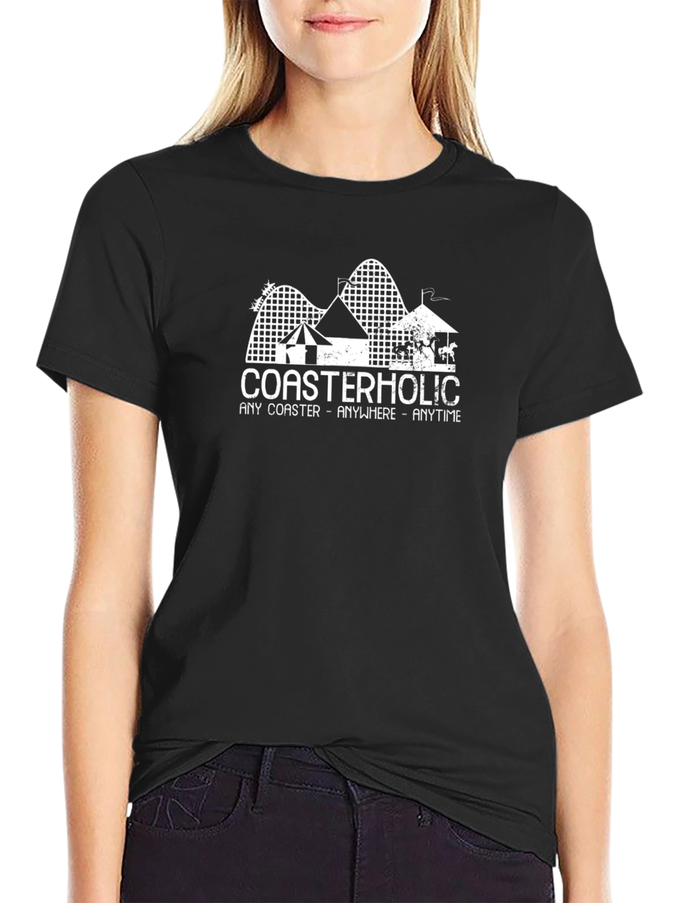 Coasterholic Black T-Shirt - Roller Coaster Fan Tee