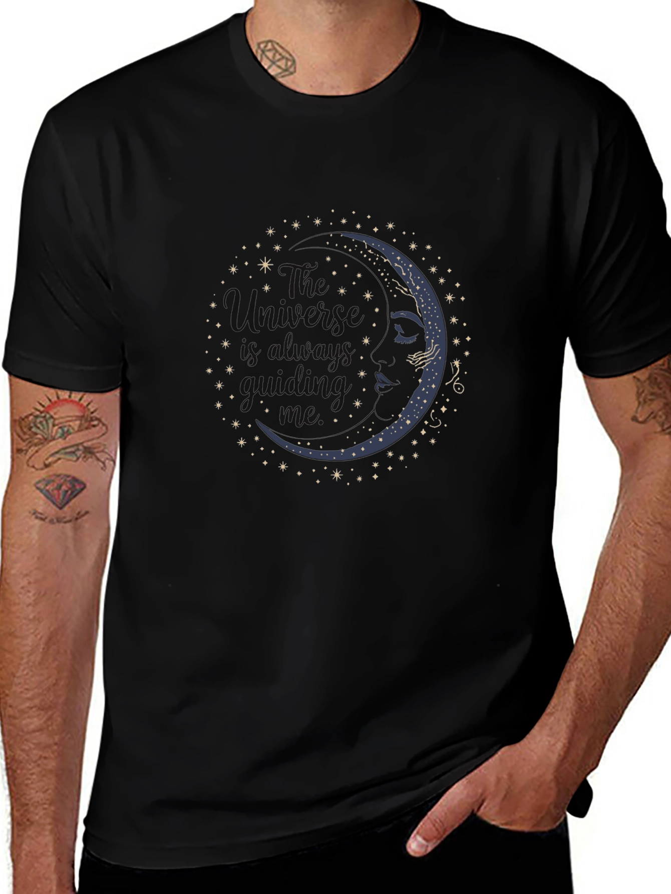 Celestial Moon Face Graphic T-Shirt
