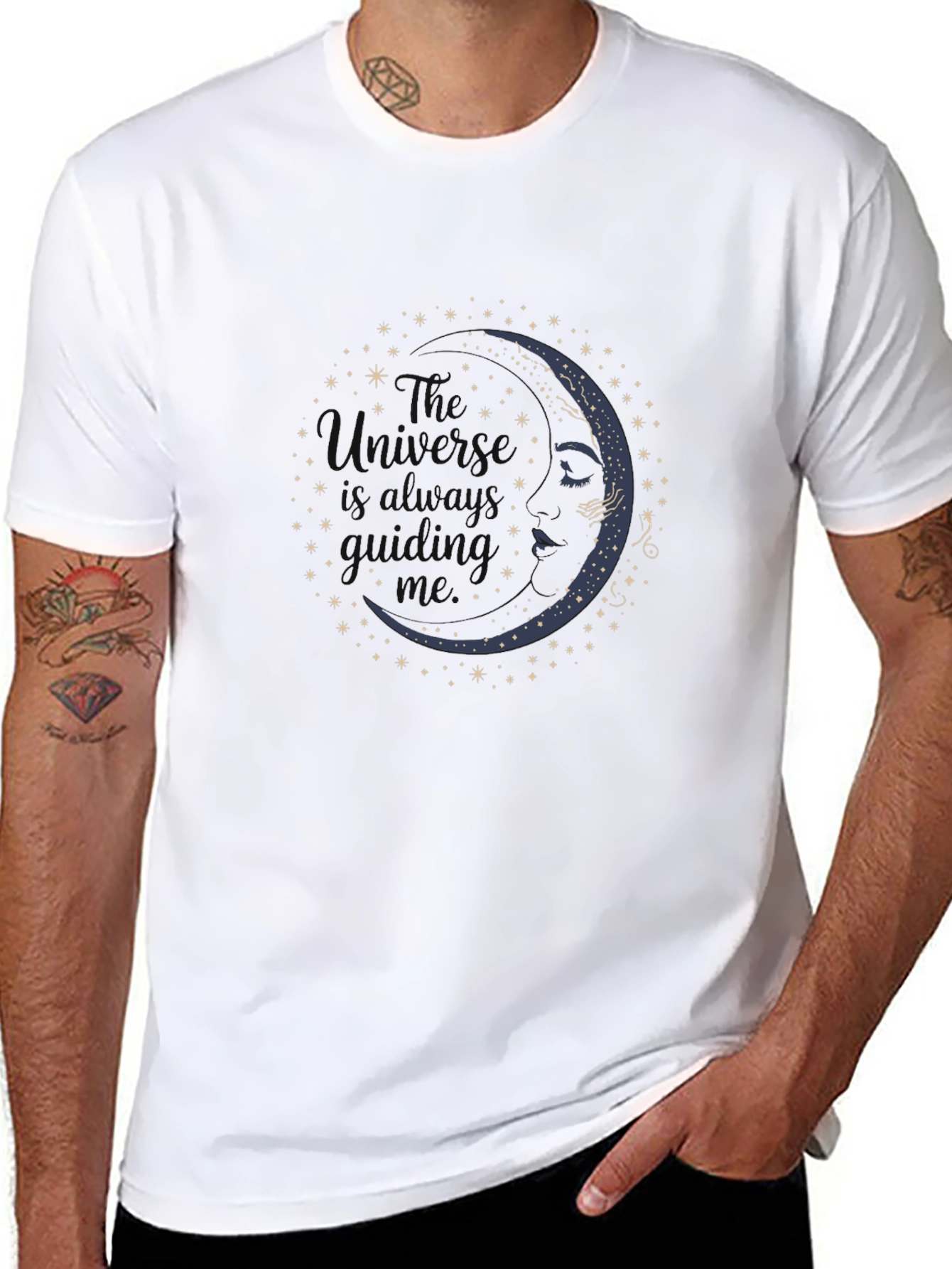 Celestial Moon Face Graphic T-Shirt