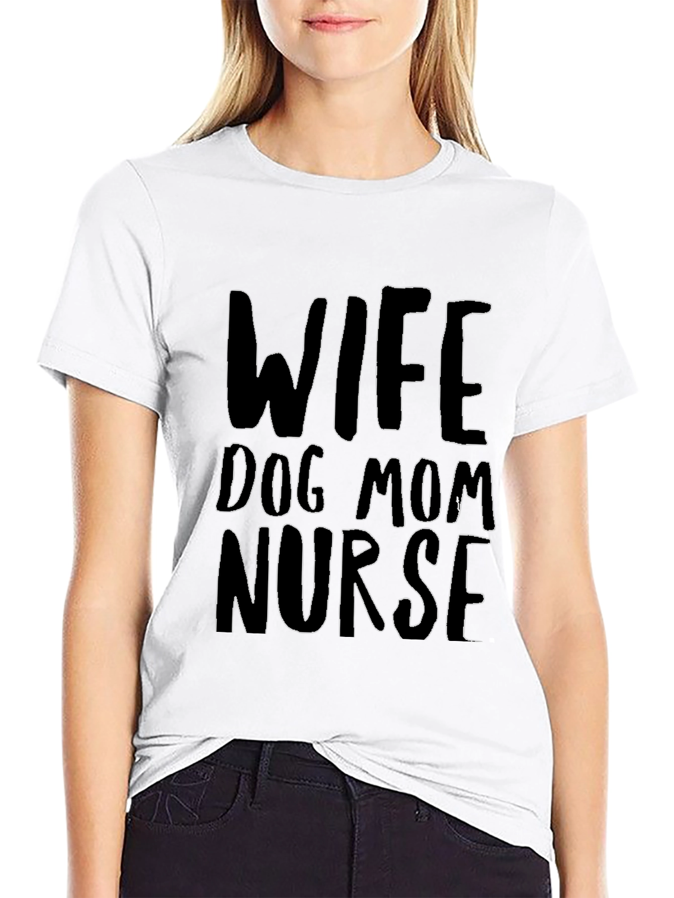 Wife Dog Mom Nurse Graphic Tee - Black
