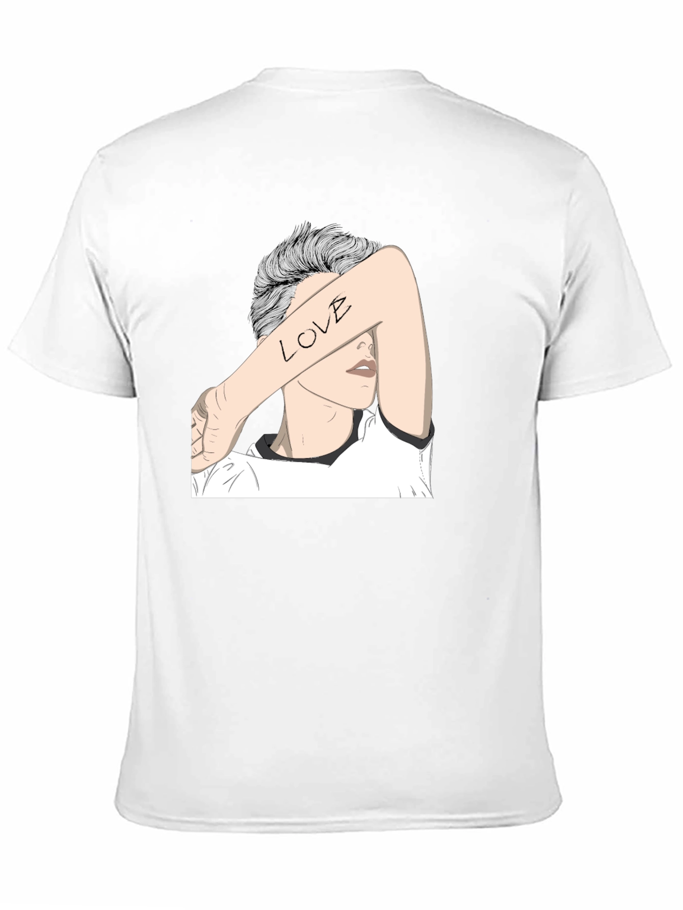Black T-Shirt with Artistic Love Graphic