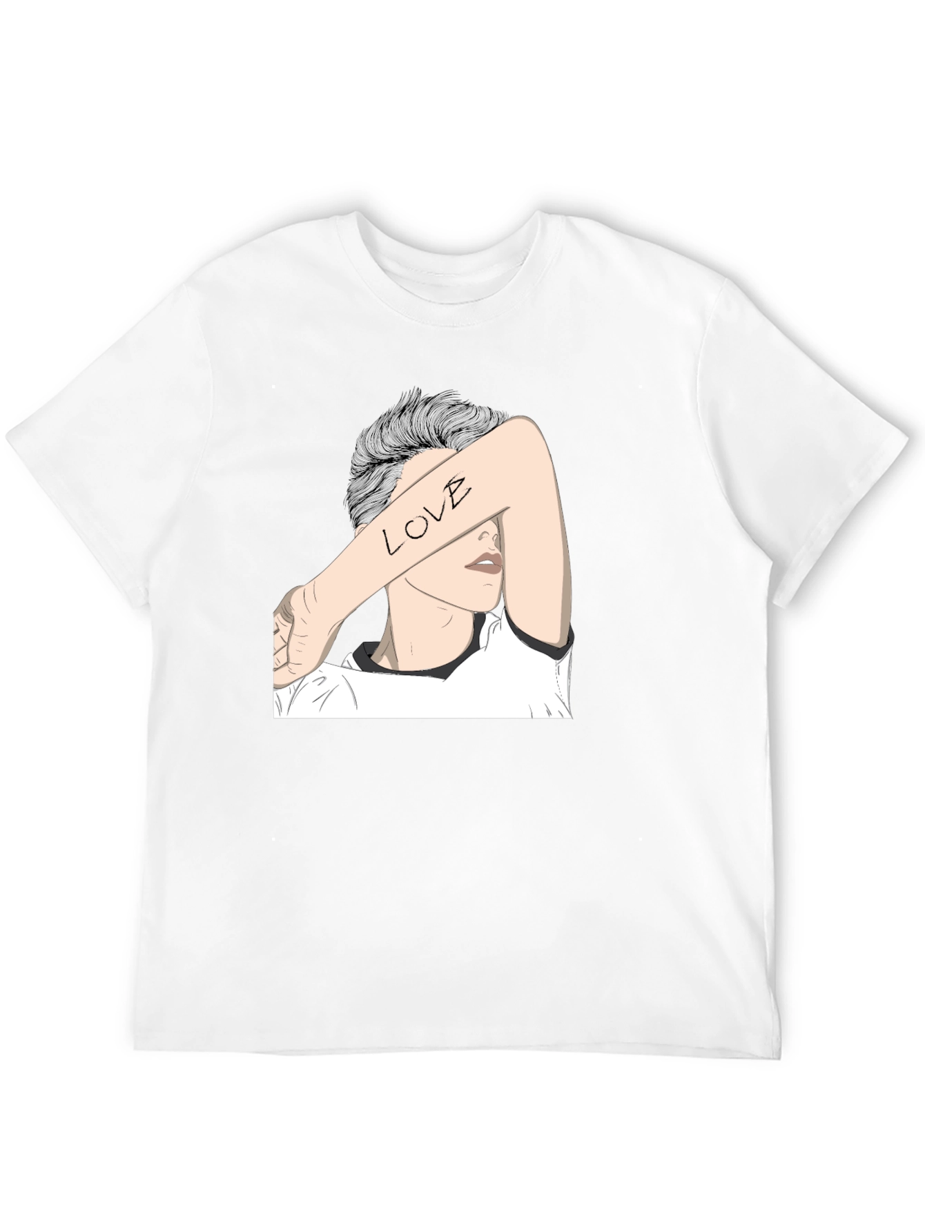 Black T-Shirt with Artistic Love Graphic
