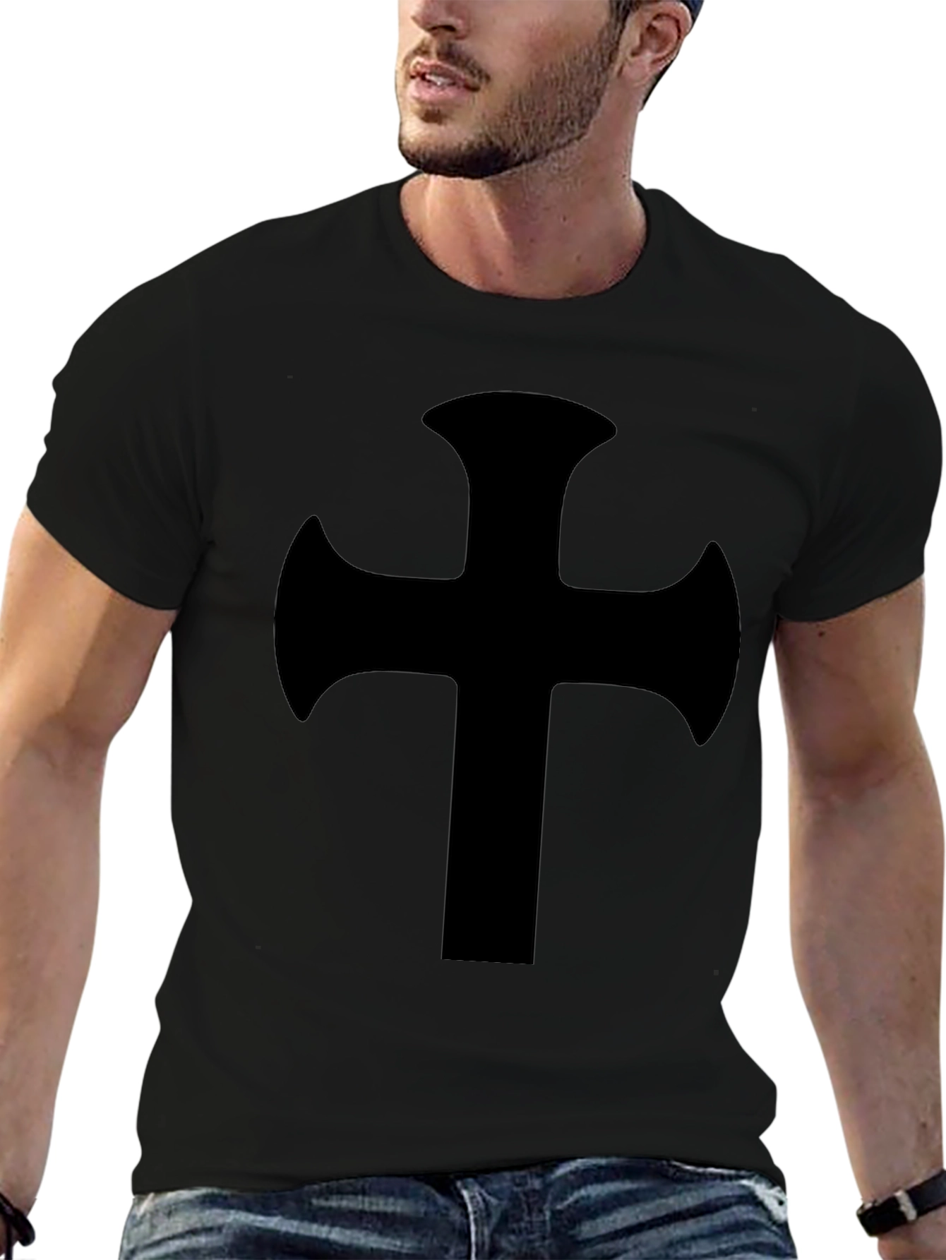 Black T-Shirt with Maltese Cross