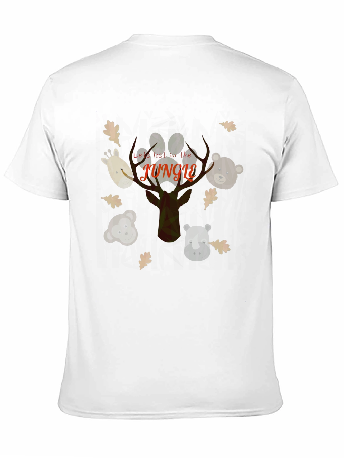 Jungle Animal Print Black Cotton T-Shirt