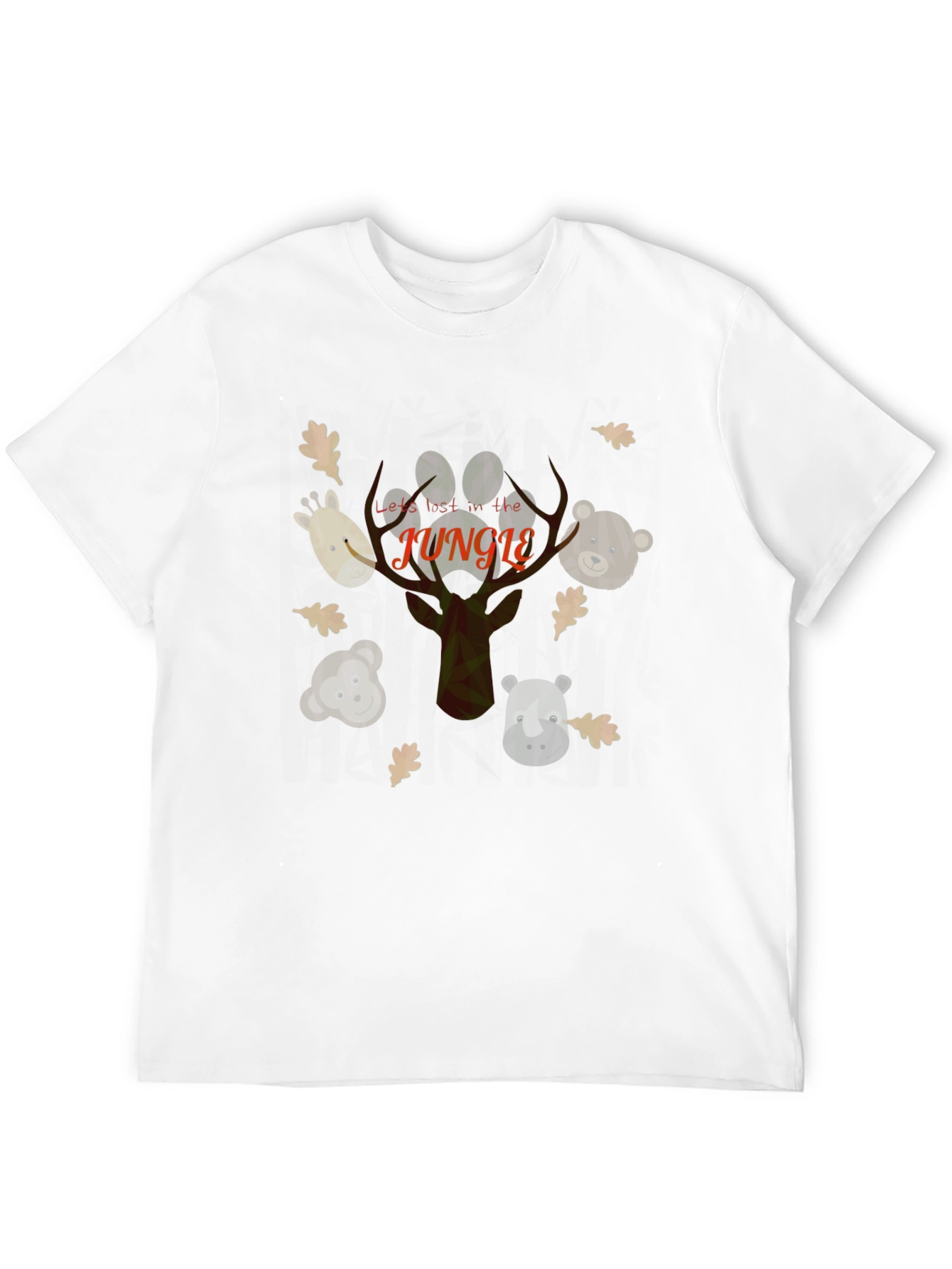 Jungle Animal Print Black Cotton T-Shirt