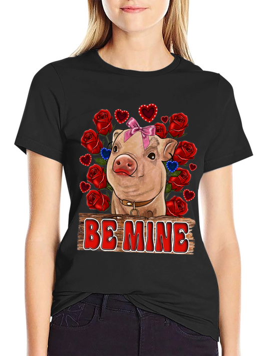 Be Mine Pig Valentines Day T-Shirt