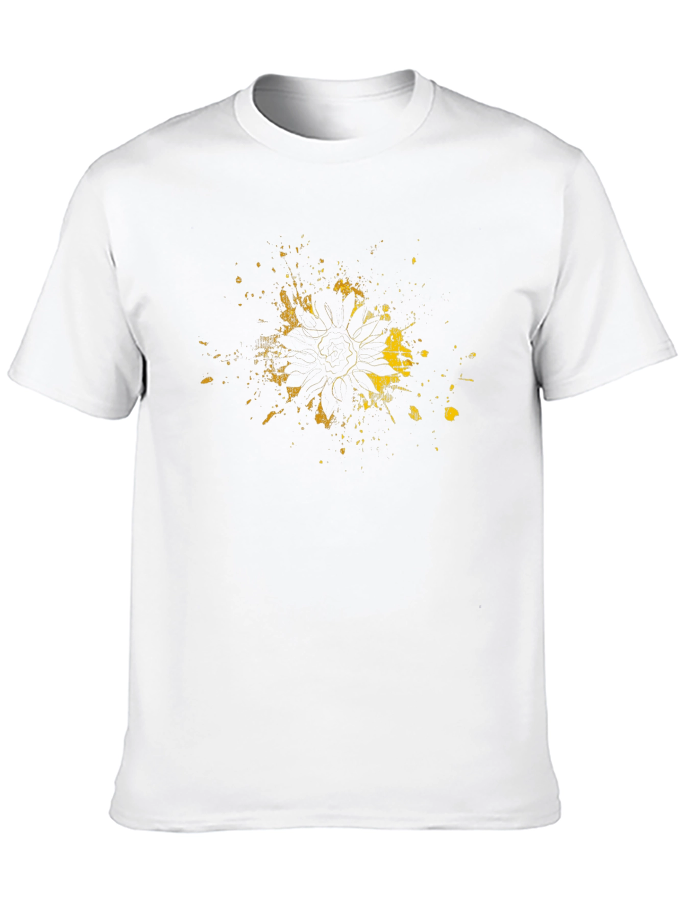 Black T-Shirt with Distressed Sunflower Graphic