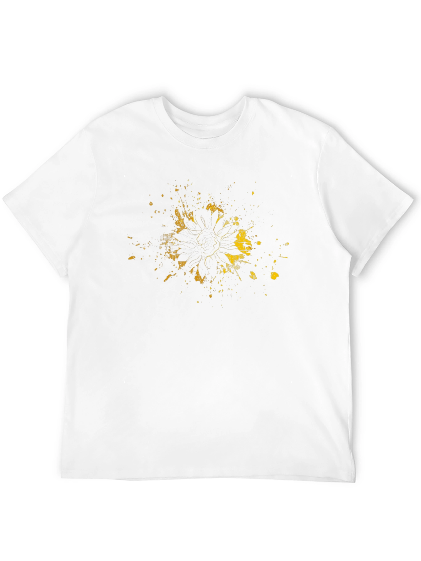 Black T-Shirt with Distressed Sunflower Graphic
