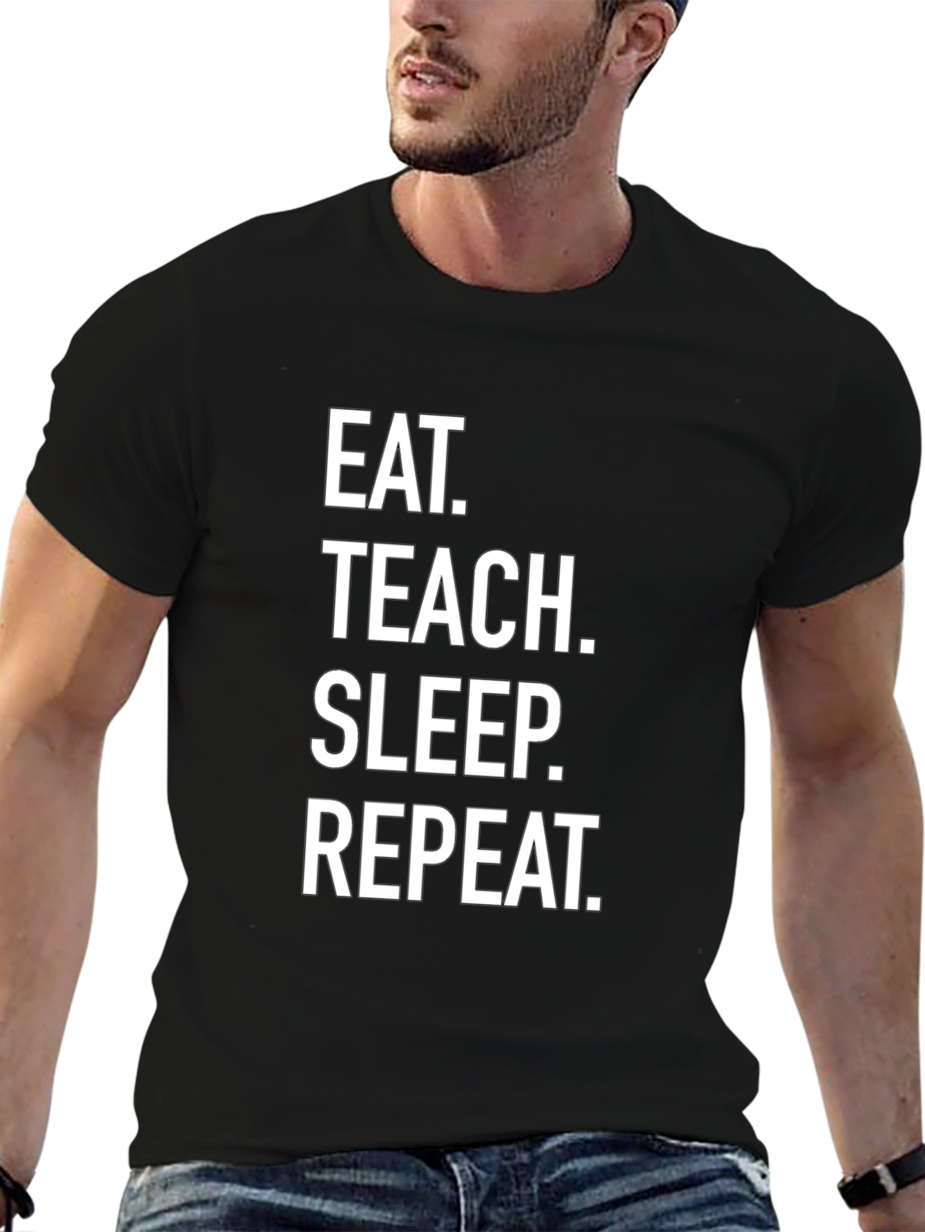 Eat Teach Sleep Repeat Black T-Shirt
