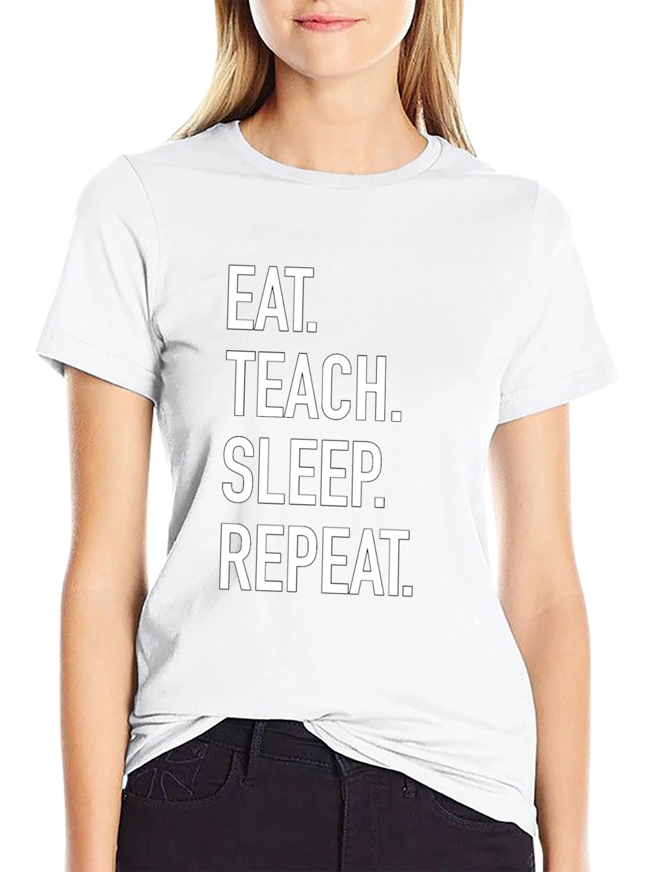 Eat Teach Sleep Repeat Black T-Shirt