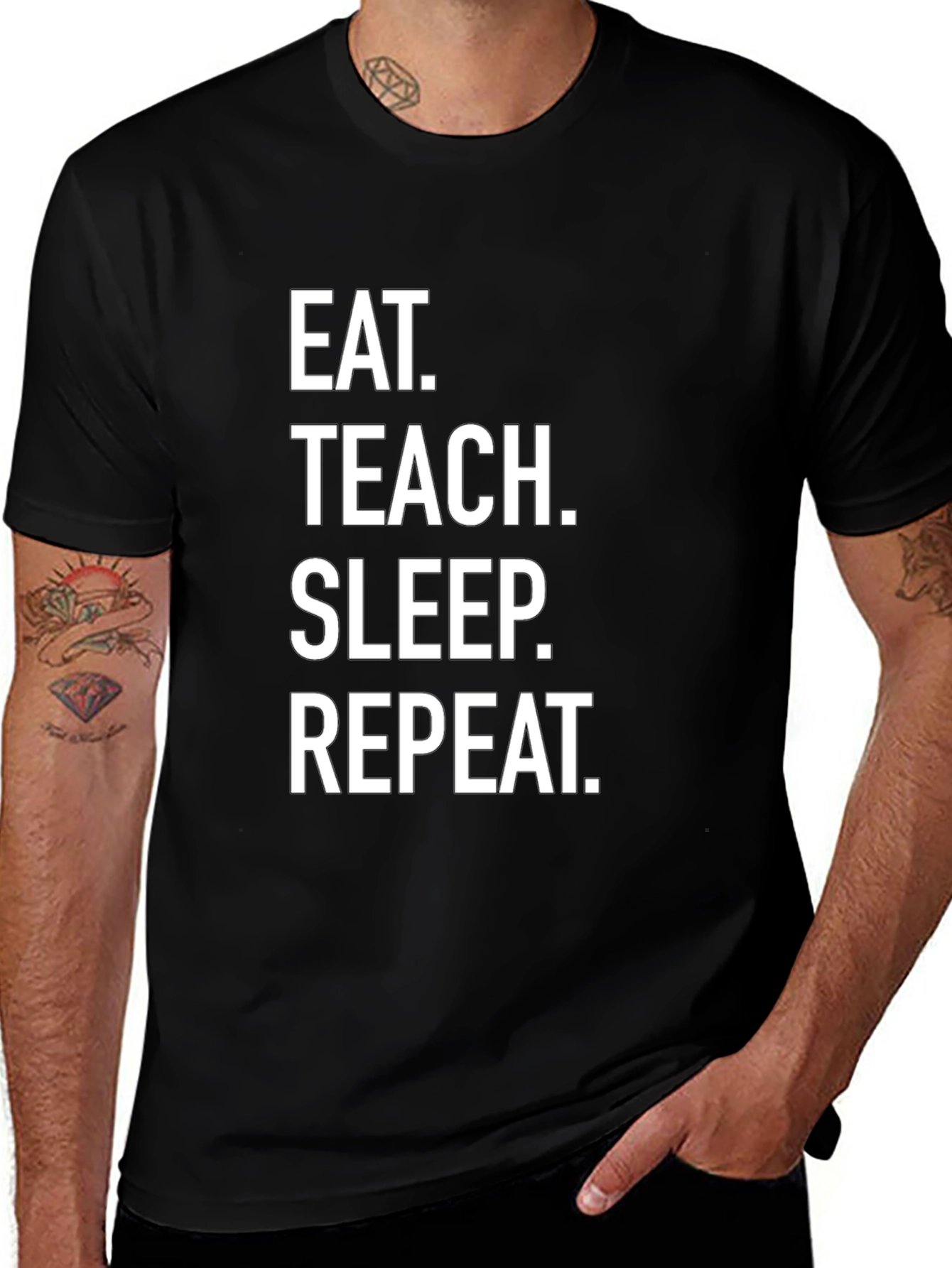 Eat Teach Sleep Repeat Black T-Shirt