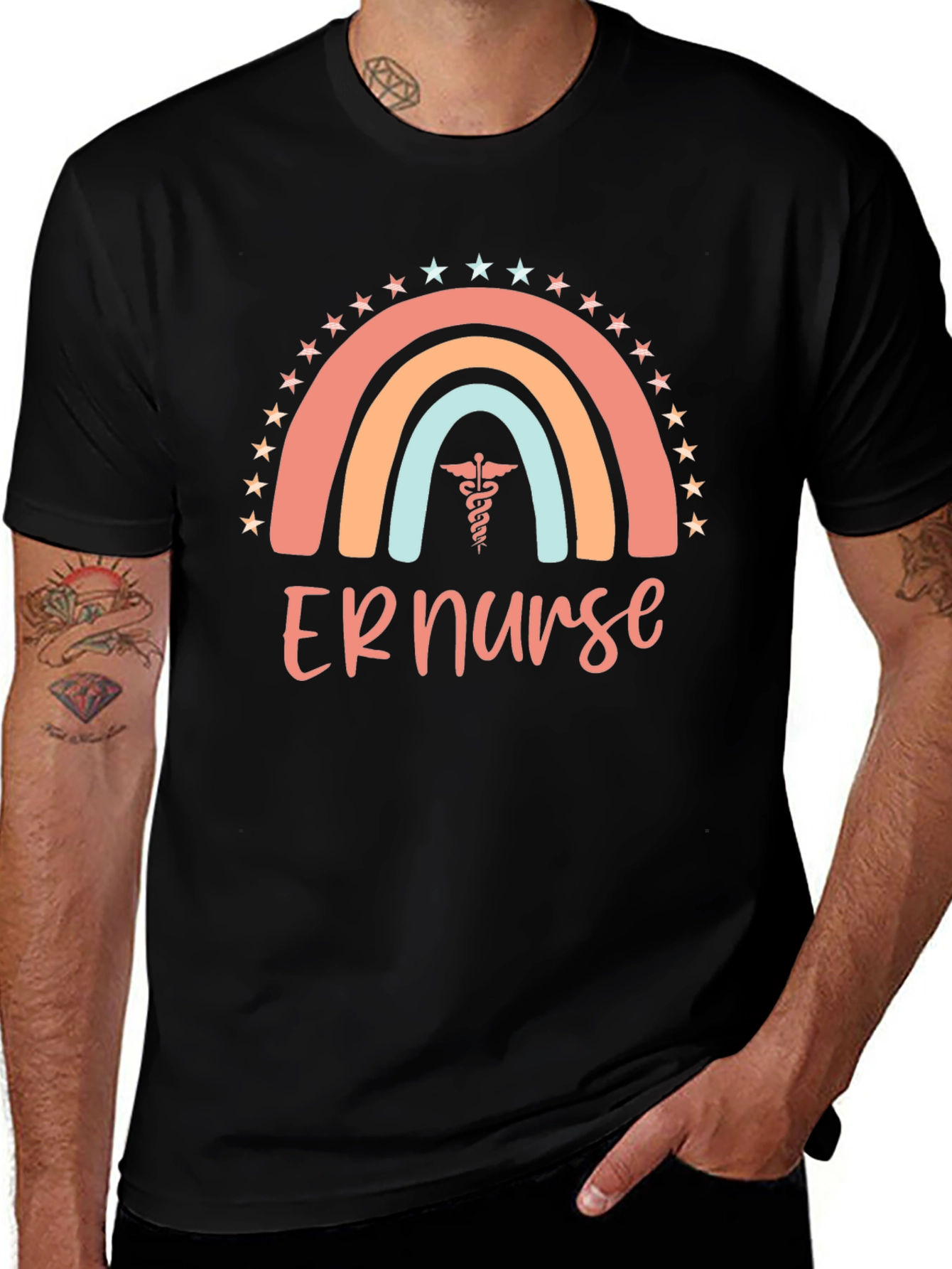 ER Nurse Rainbow Graphic T-Shirt