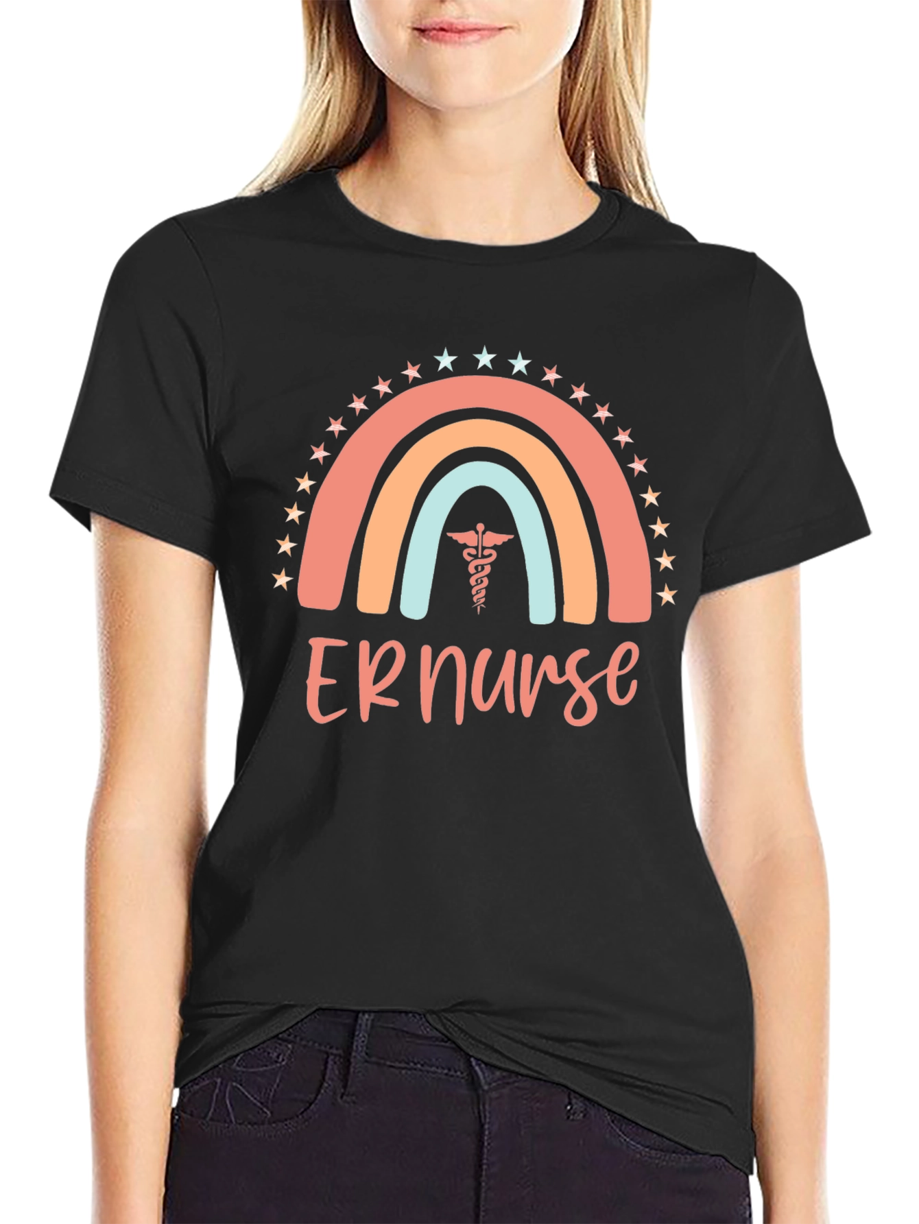ER Nurse Rainbow Graphic T-Shirt