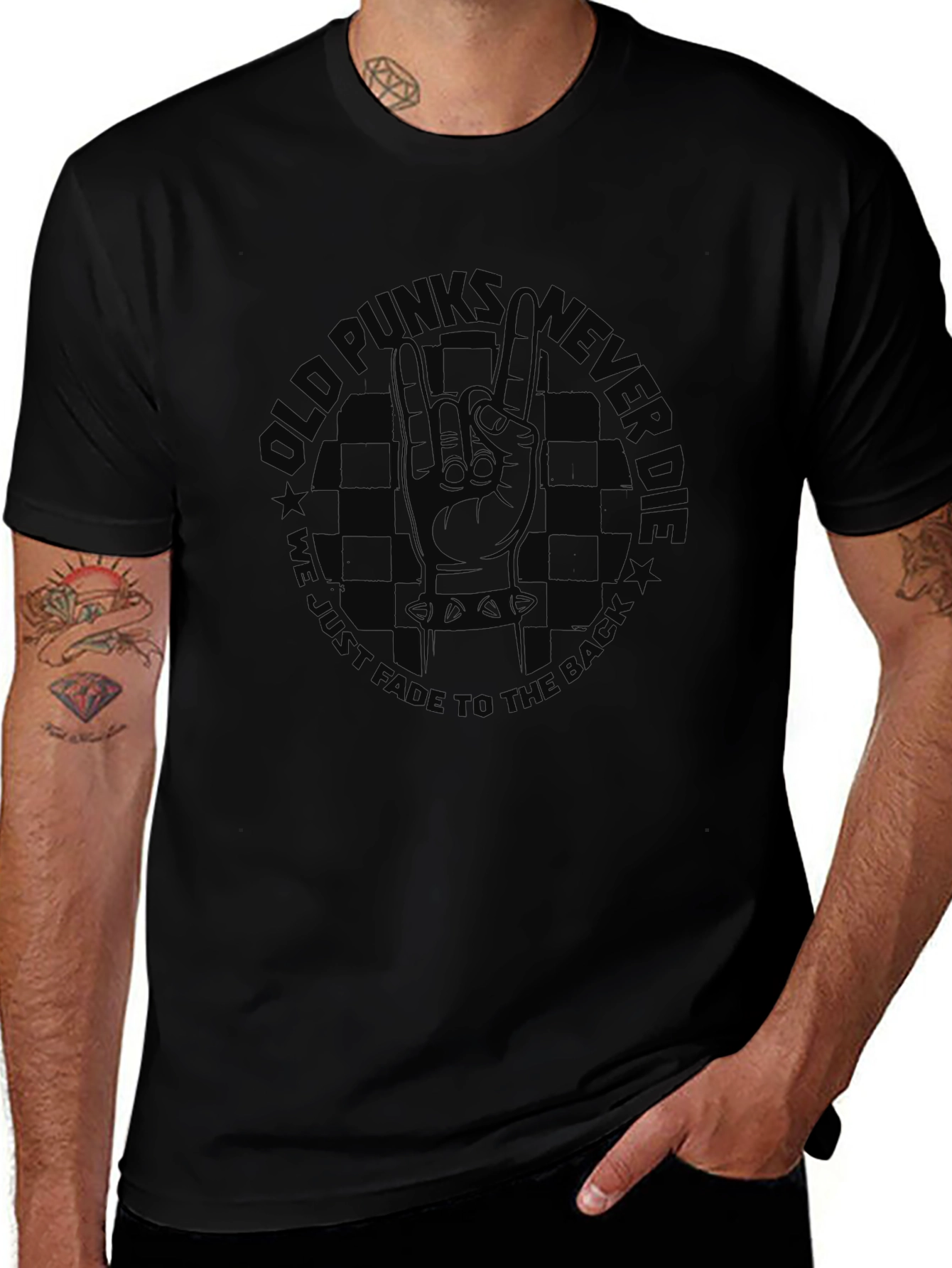 Old Punks Never Fade Black T-Shirt