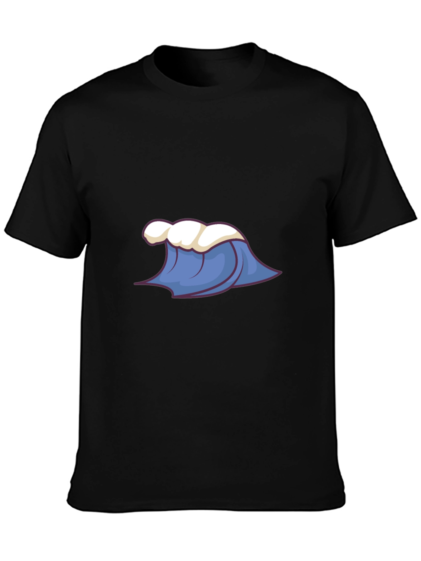 Cartoon Wave Graphic Tee - Black Cotton Blend
