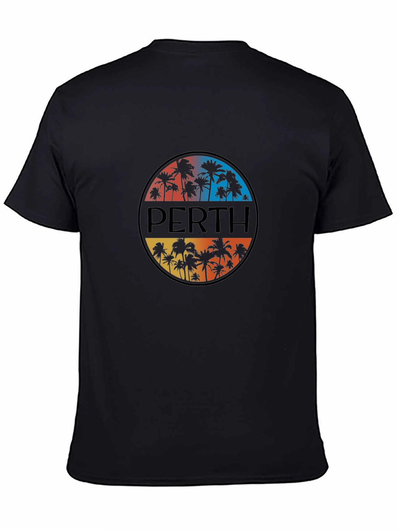 Perth Palm Tree Graphic Tee - Black Cotton T-Shirt