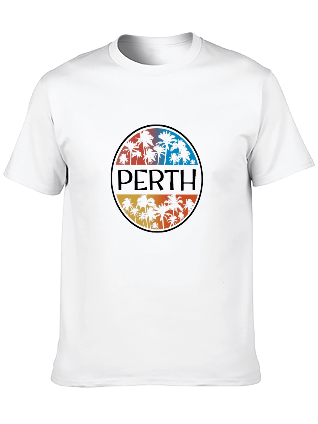 Perth Palm Tree Graphic Tee - Black Cotton T-Shirt