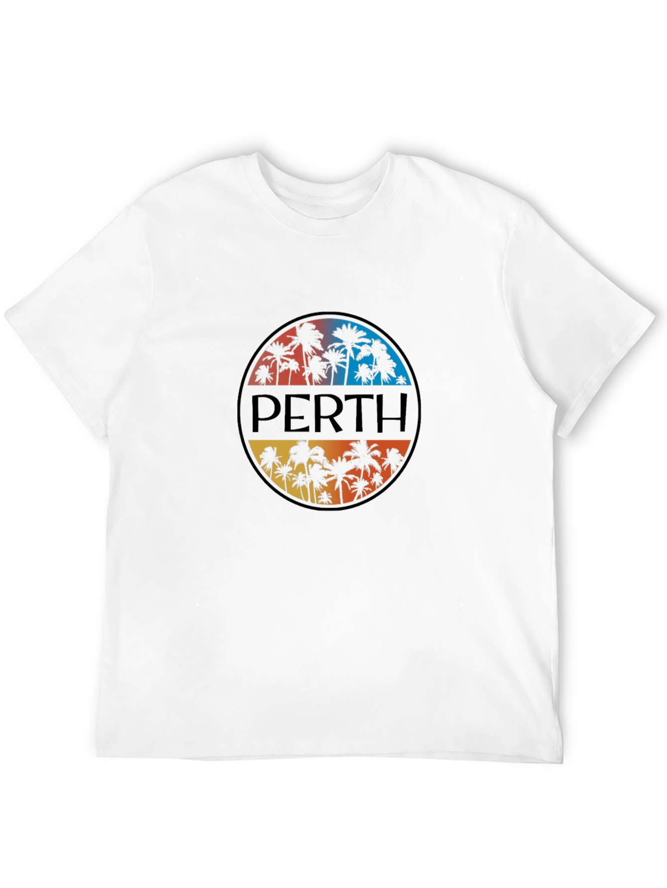 Perth Palm Tree Graphic Tee - Black Cotton T-Shirt