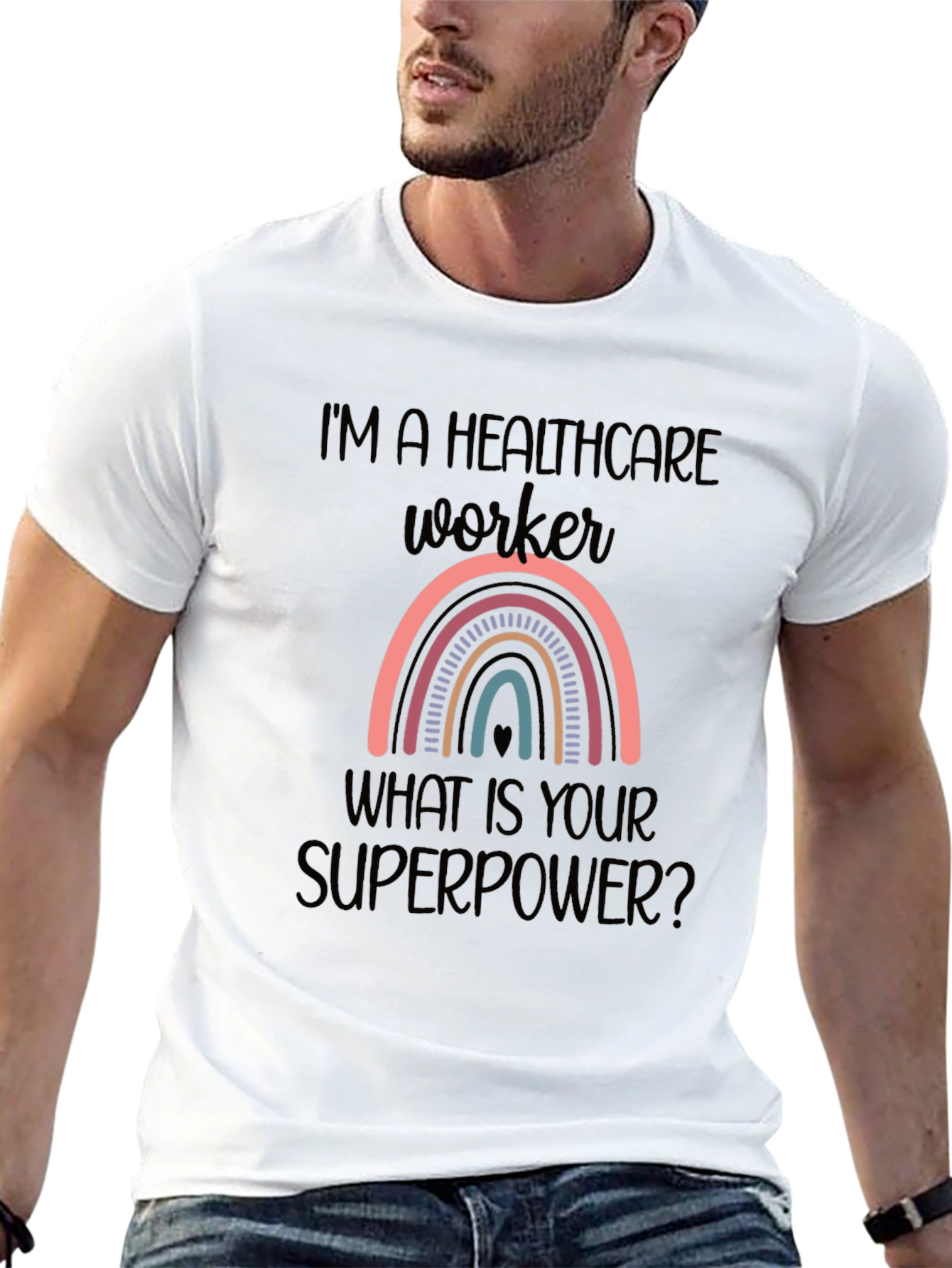 Healthcare Worker Rainbow T-Shirt - Superpower Design