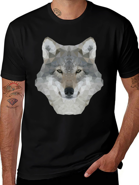 Geometric Wolf Graphic Tee - Mens Black T-Shirt