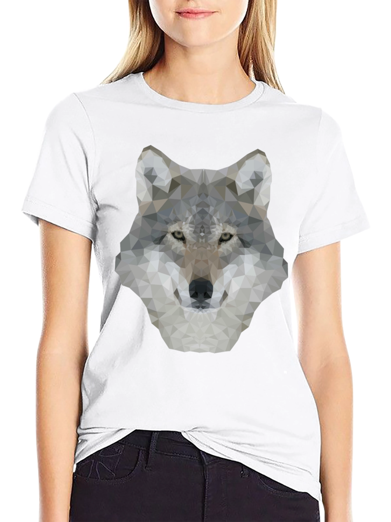 Geometric Wolf Graphic Tee - Mens Black T-Shirt