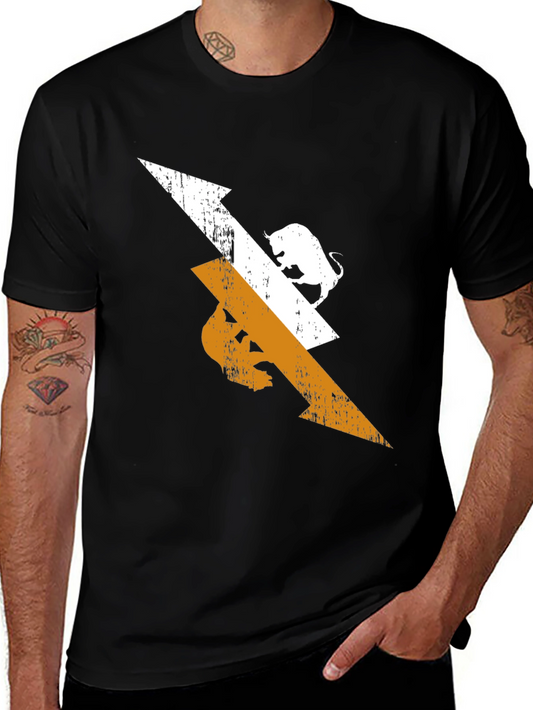 Black Tee with Arrow and Bull Graphic