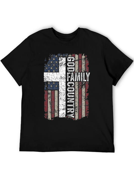 God Family Country Flag Graphic T-Shirt