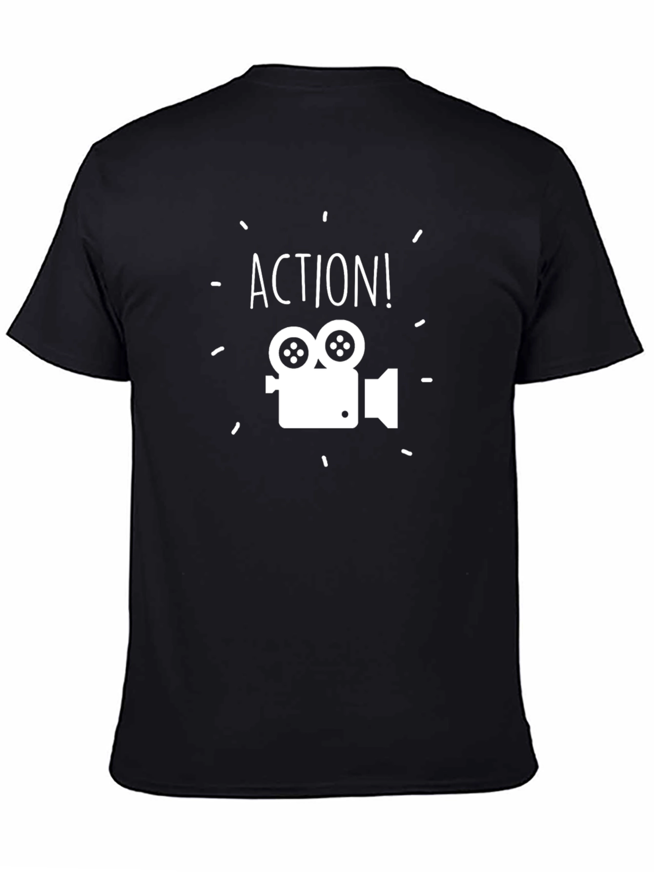 Action! Movie Camera Graphic Tee - Black Cotton Blend