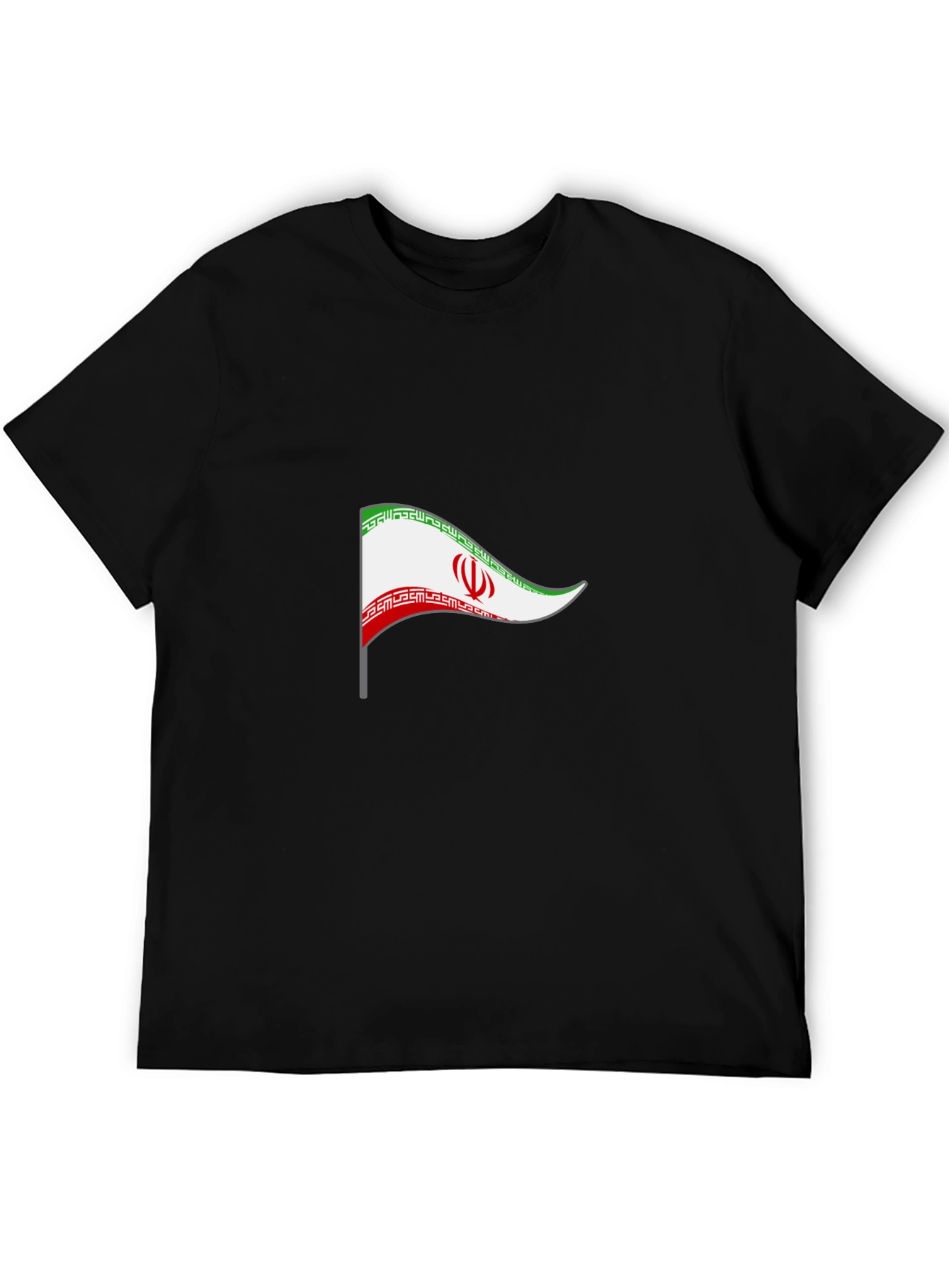 Iran Flag Graphic Tee - Black Cotton T-Shirt