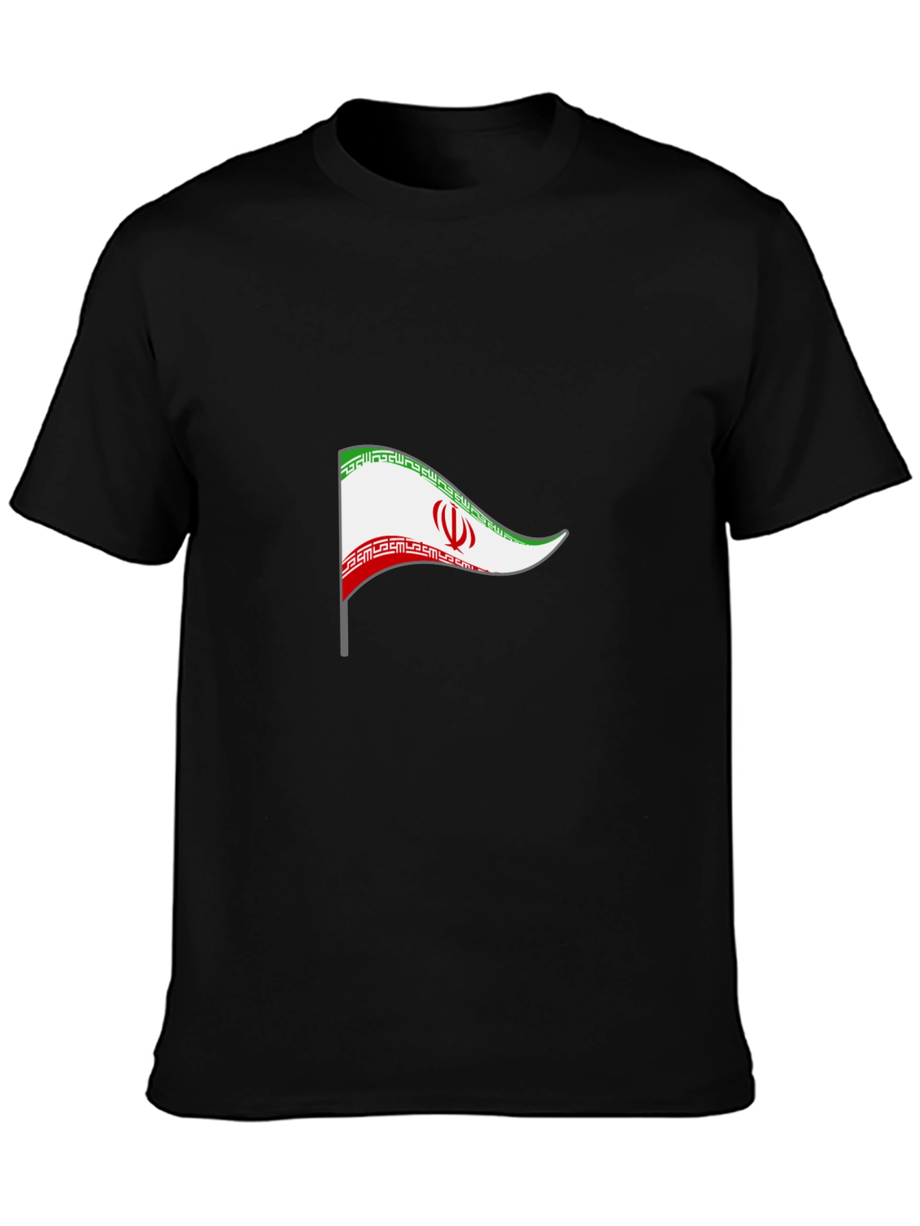 Iran Flag Graphic Tee - Black Cotton T-Shirt