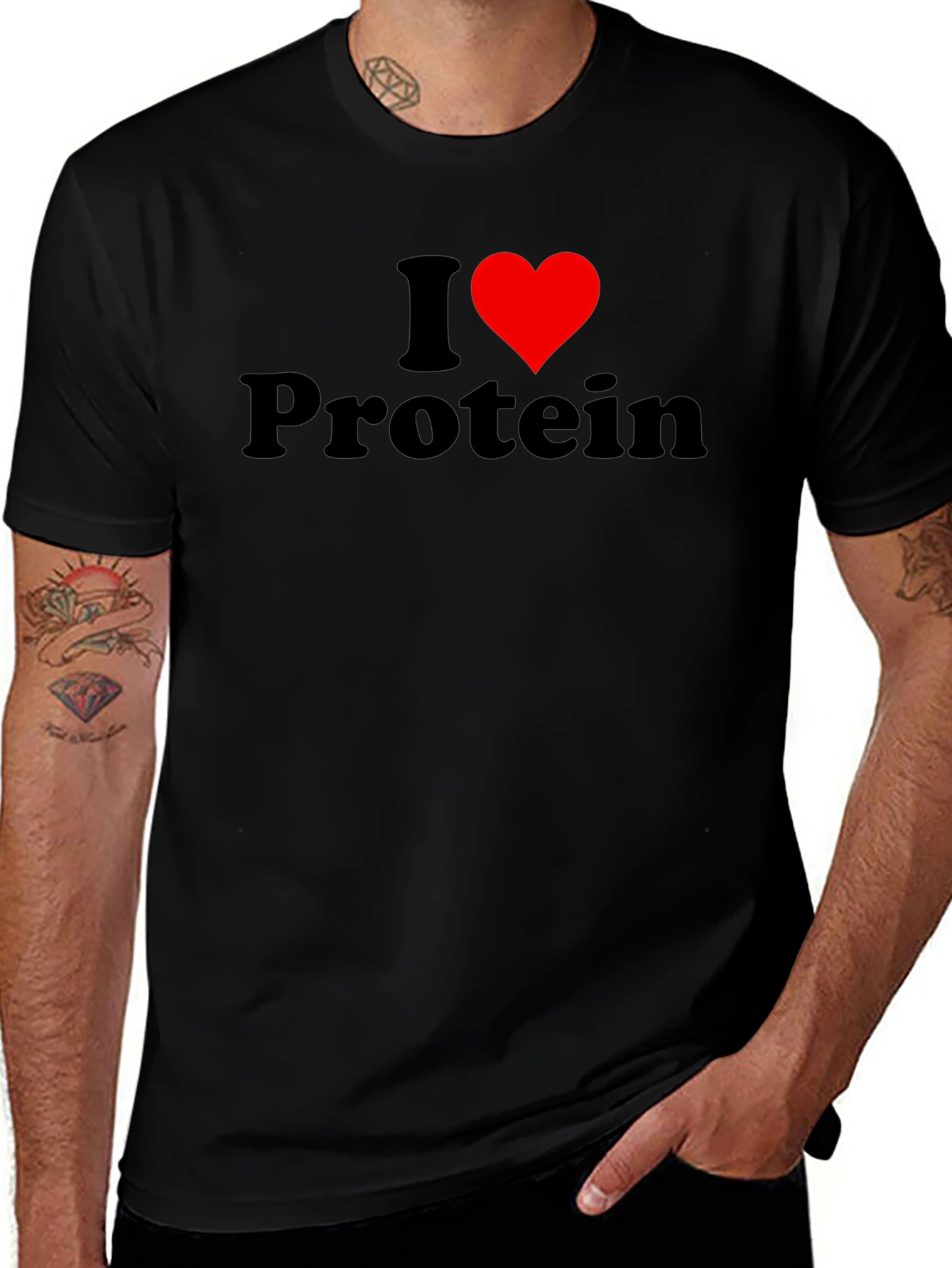 I Heart Protein Black Graphic Tee