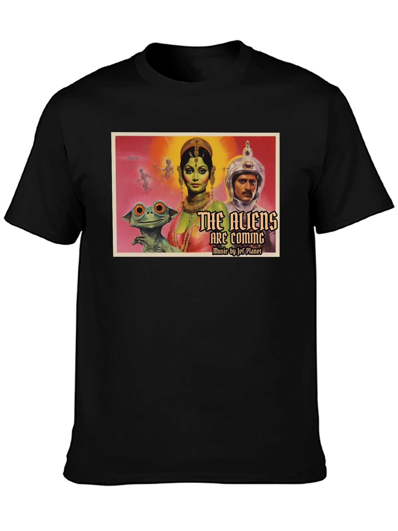 Retro Sci-Fi Alien Invasion Graphic T-Shirt