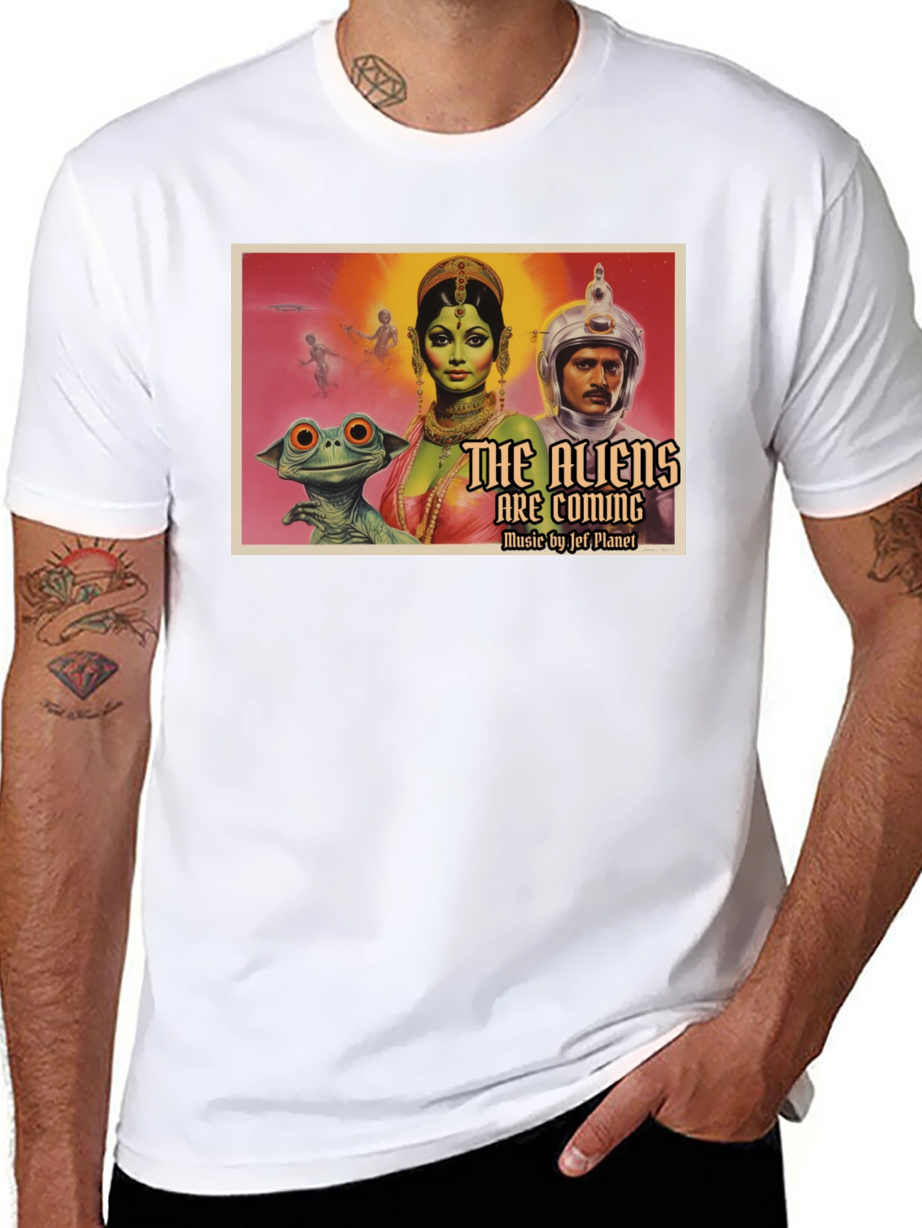 Retro Sci-Fi Alien Invasion Graphic T-Shirt