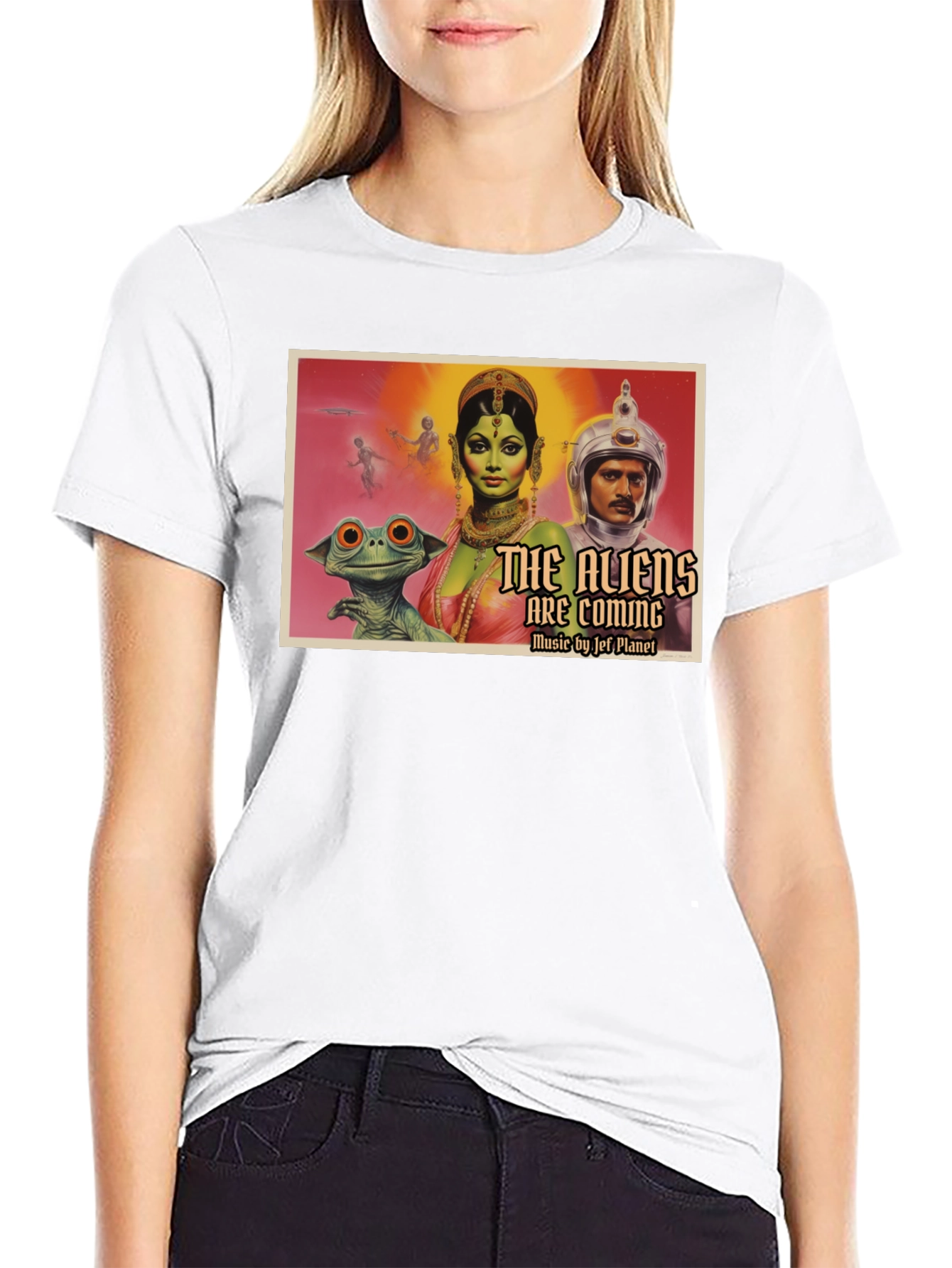 Retro Sci-Fi Alien Invasion Graphic T-Shirt