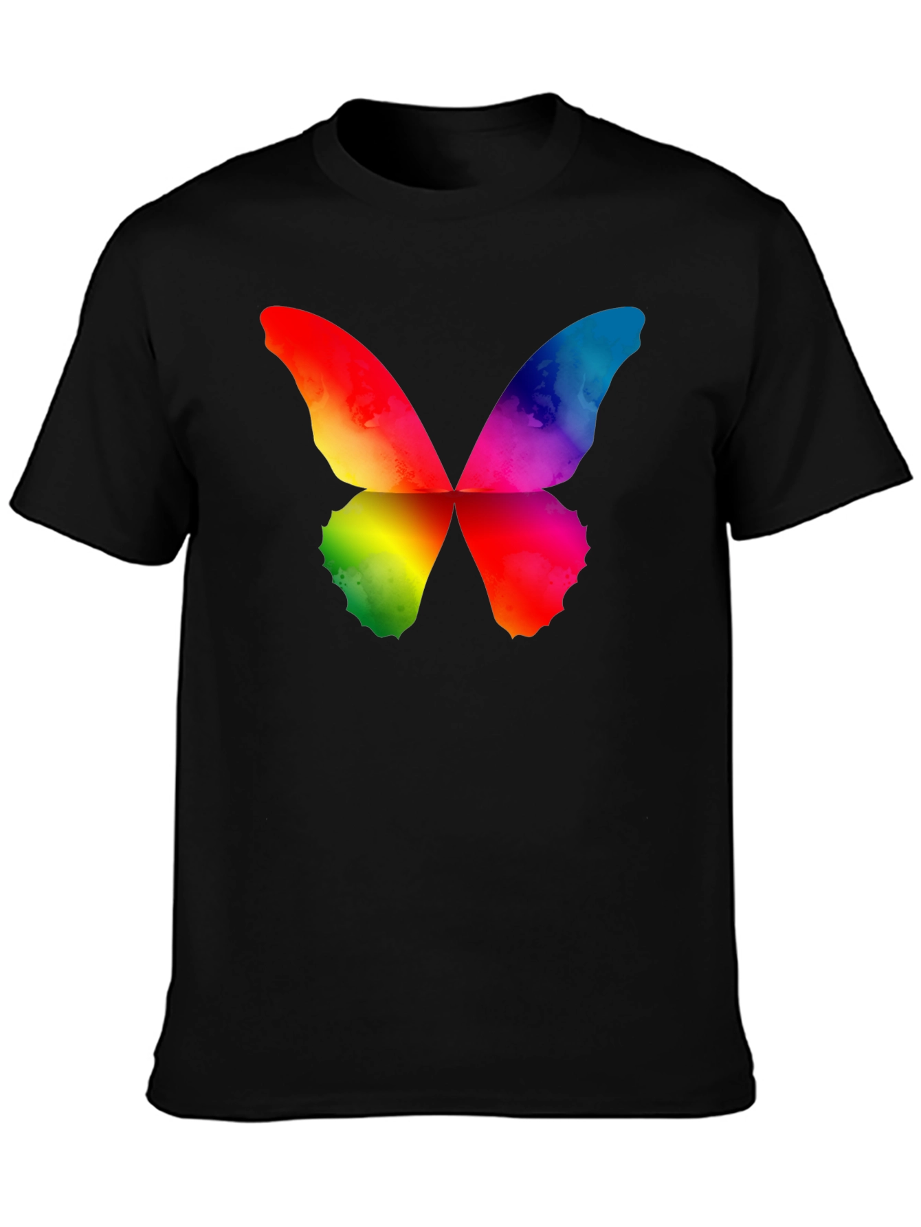 Rainbow Butterfly Graphic Black T-Shirt