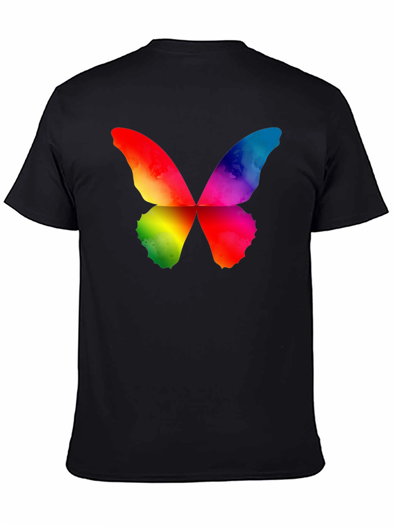 Rainbow Butterfly Graphic Black T-Shirt