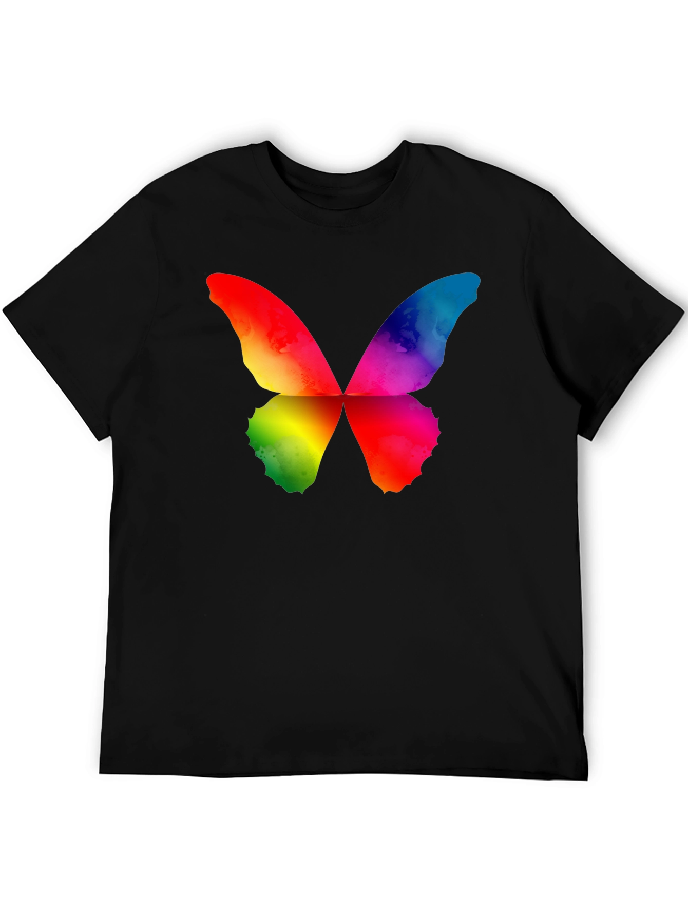 Rainbow Butterfly Graphic Black T-Shirt