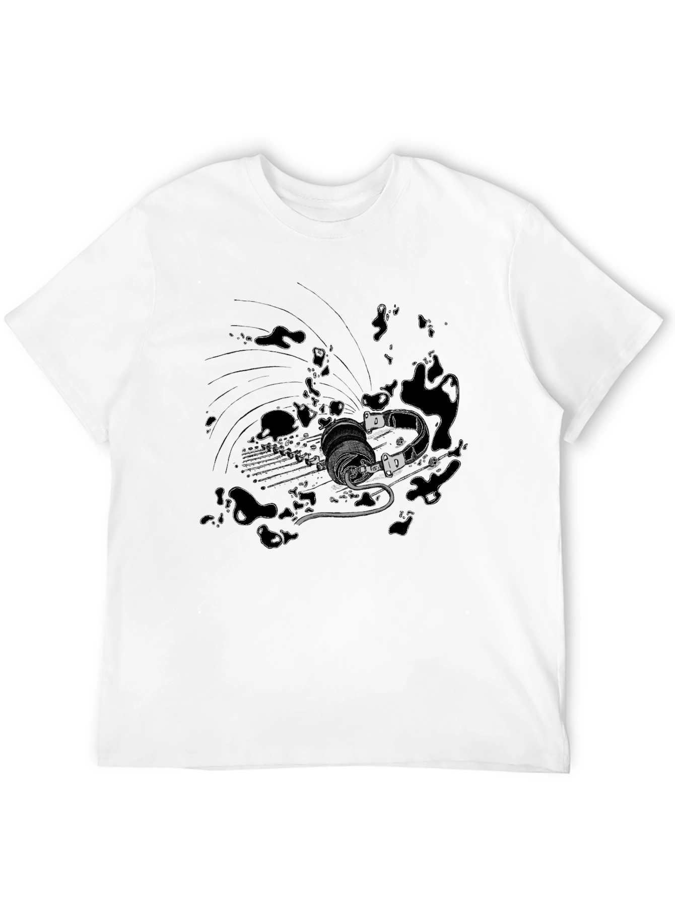 Black T-Shirt with Abstract Sci-Fi Print