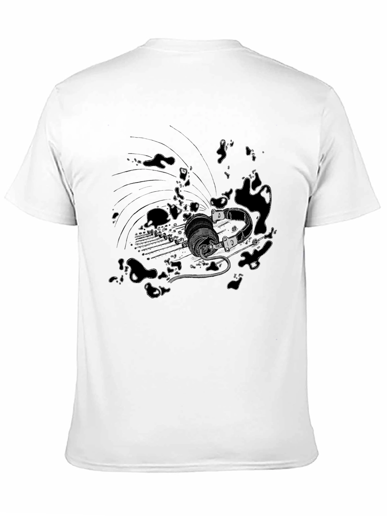 Black T-Shirt with Abstract Sci-Fi Print