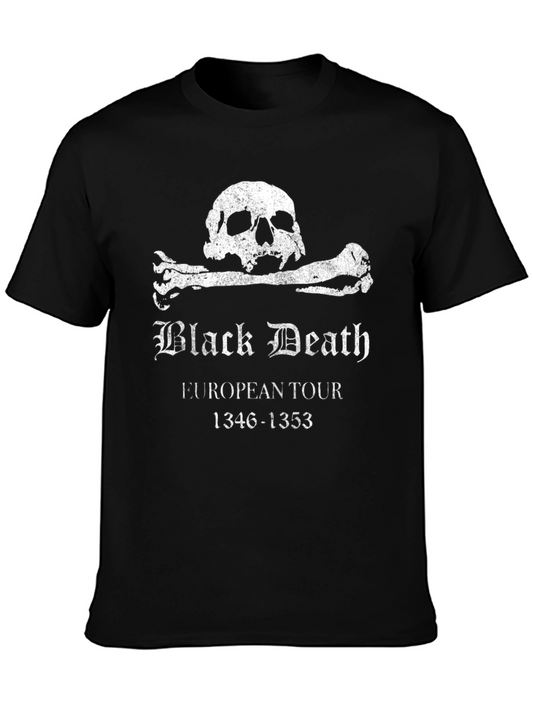 Black Death European Tour T-Shirt - Skull & Crossbones Graphic
