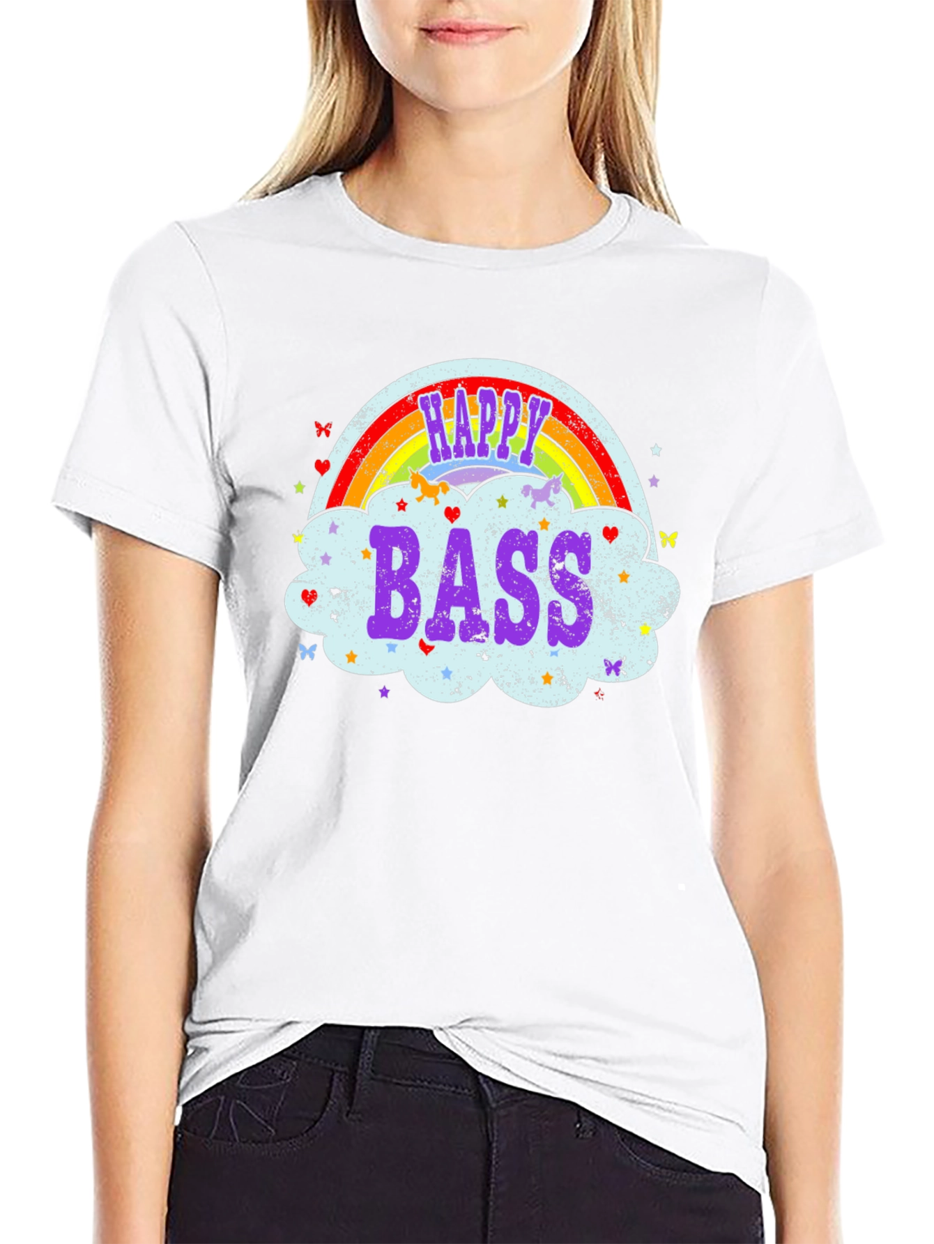 Happy Bass Rainbow Cloud T-Shirt